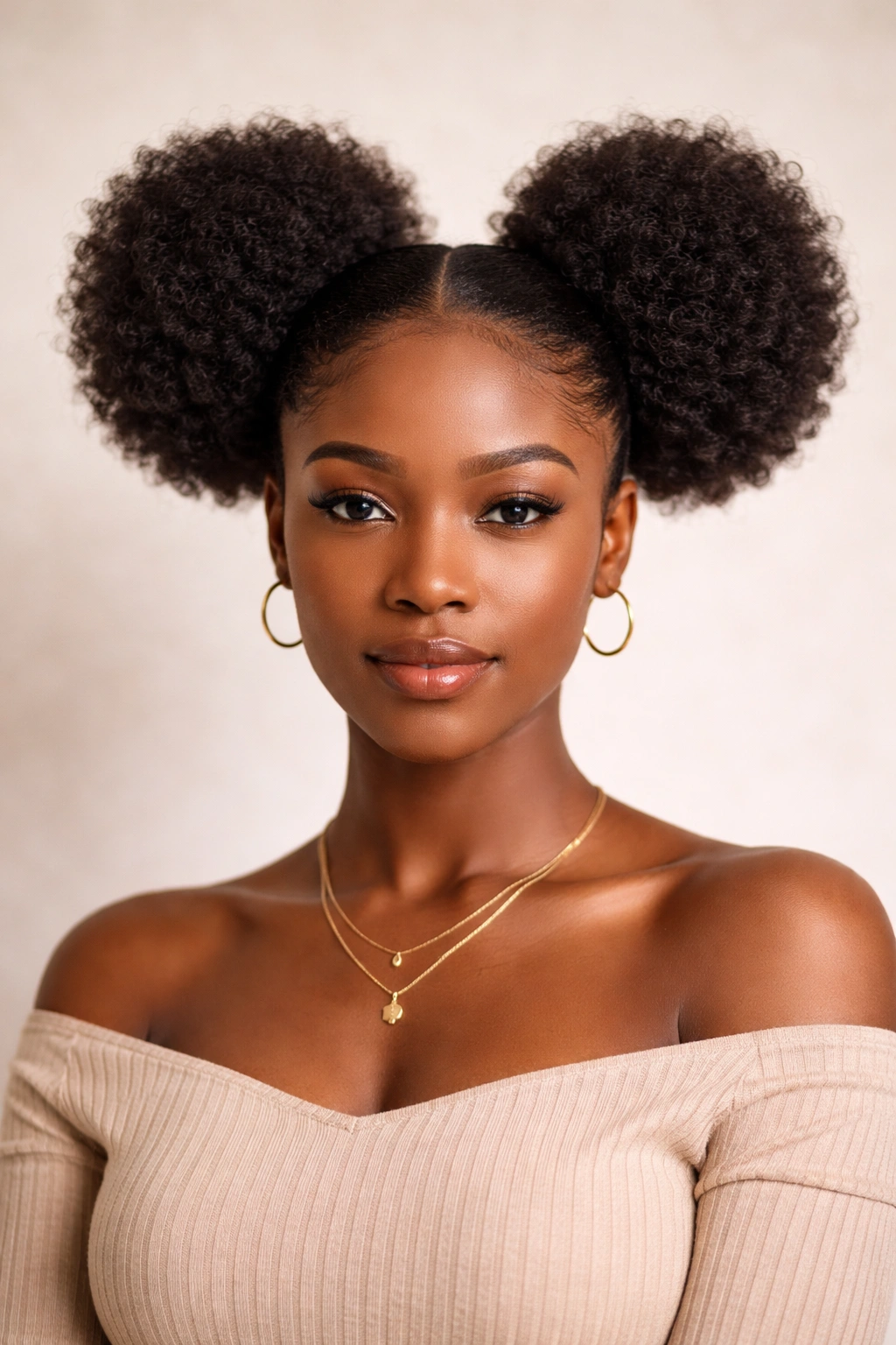 Two symmetrical puffs on each side of the head