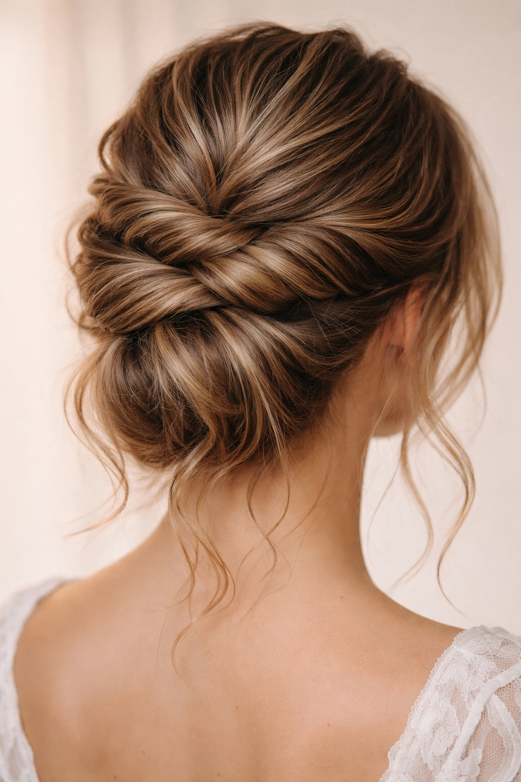 Two twists at different heights forming a textured updo