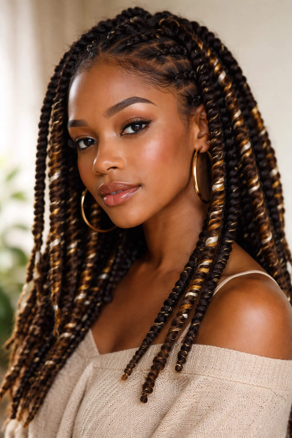 Two-strand twists with colorful wraps enhancing texture and definition