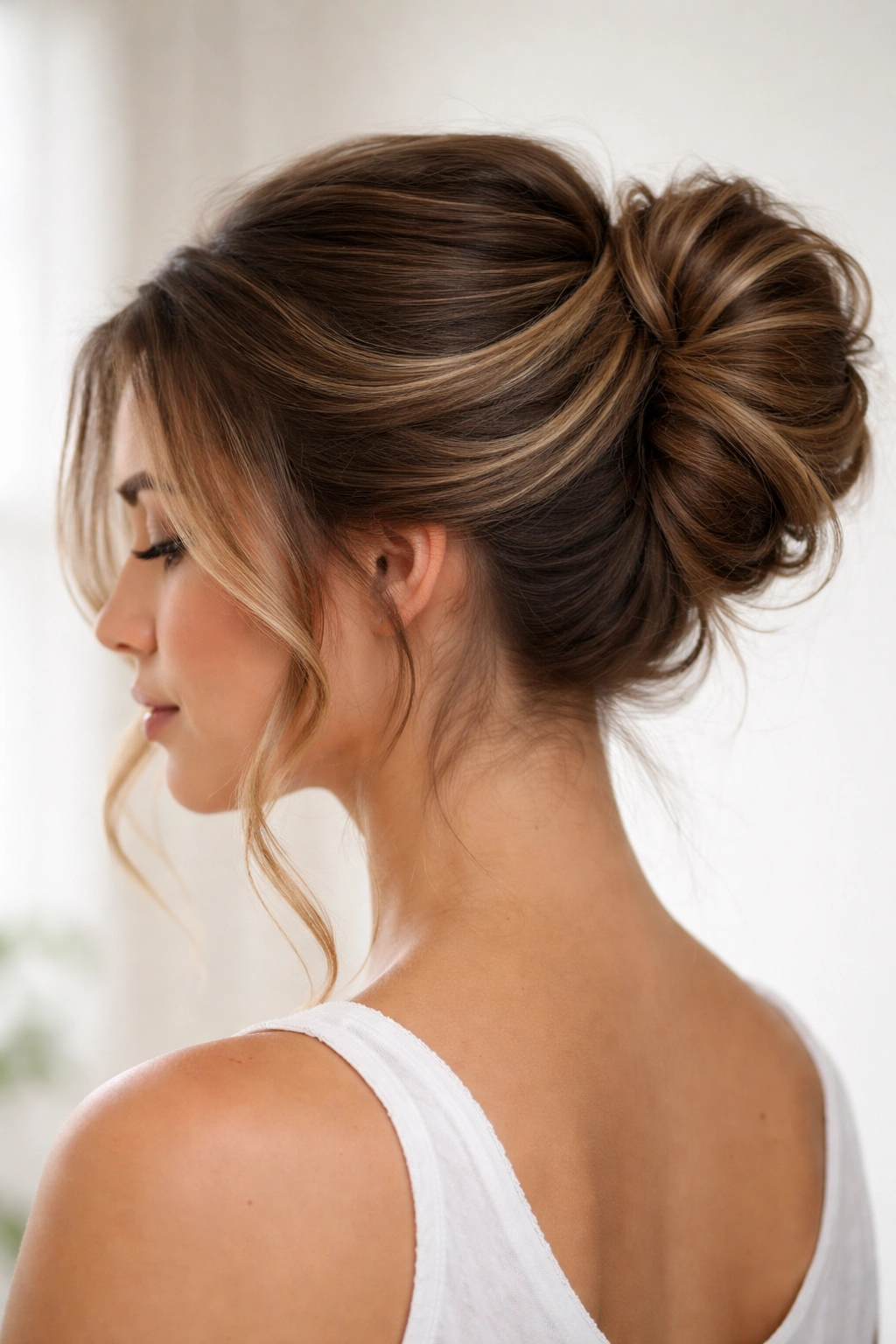 The Doubled Section Swoop Bun featuring two swooped sections forming a full bun