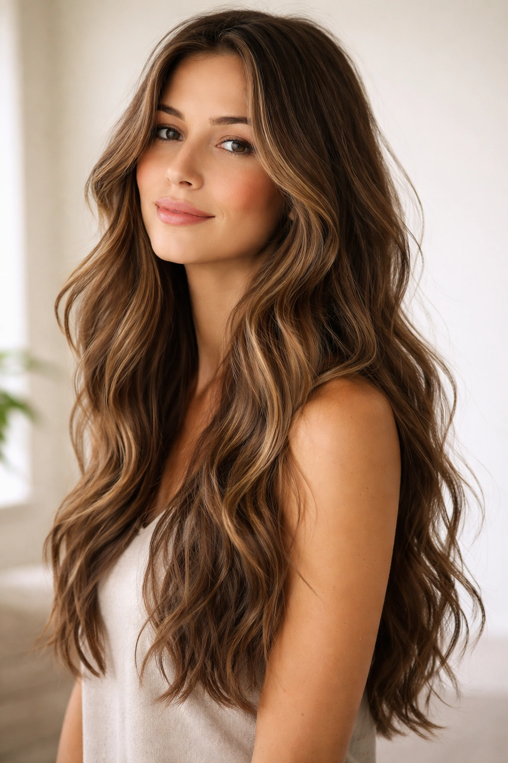 Casual long hair with effortless natural waves