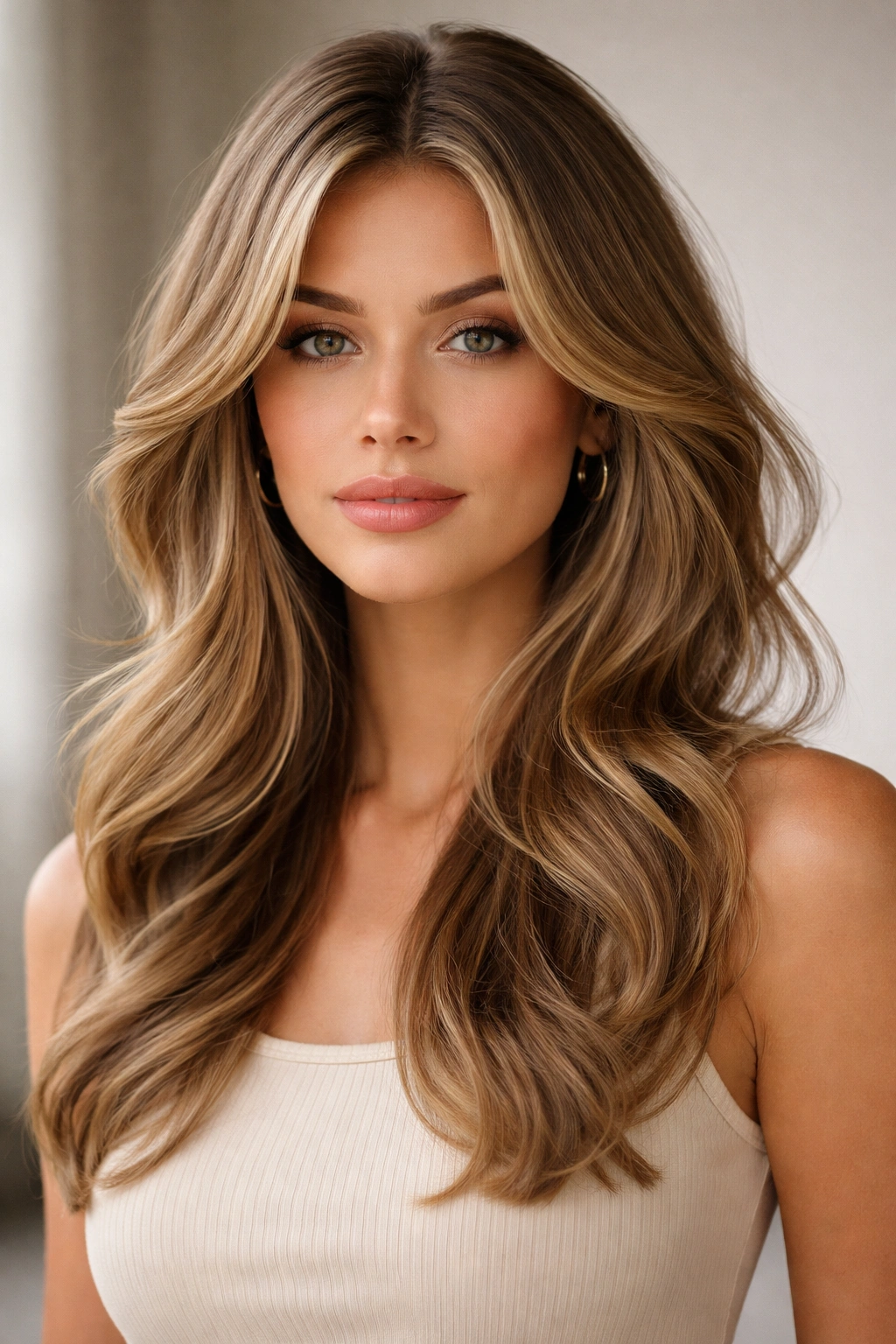 Face-framing waves with softer layers around the face