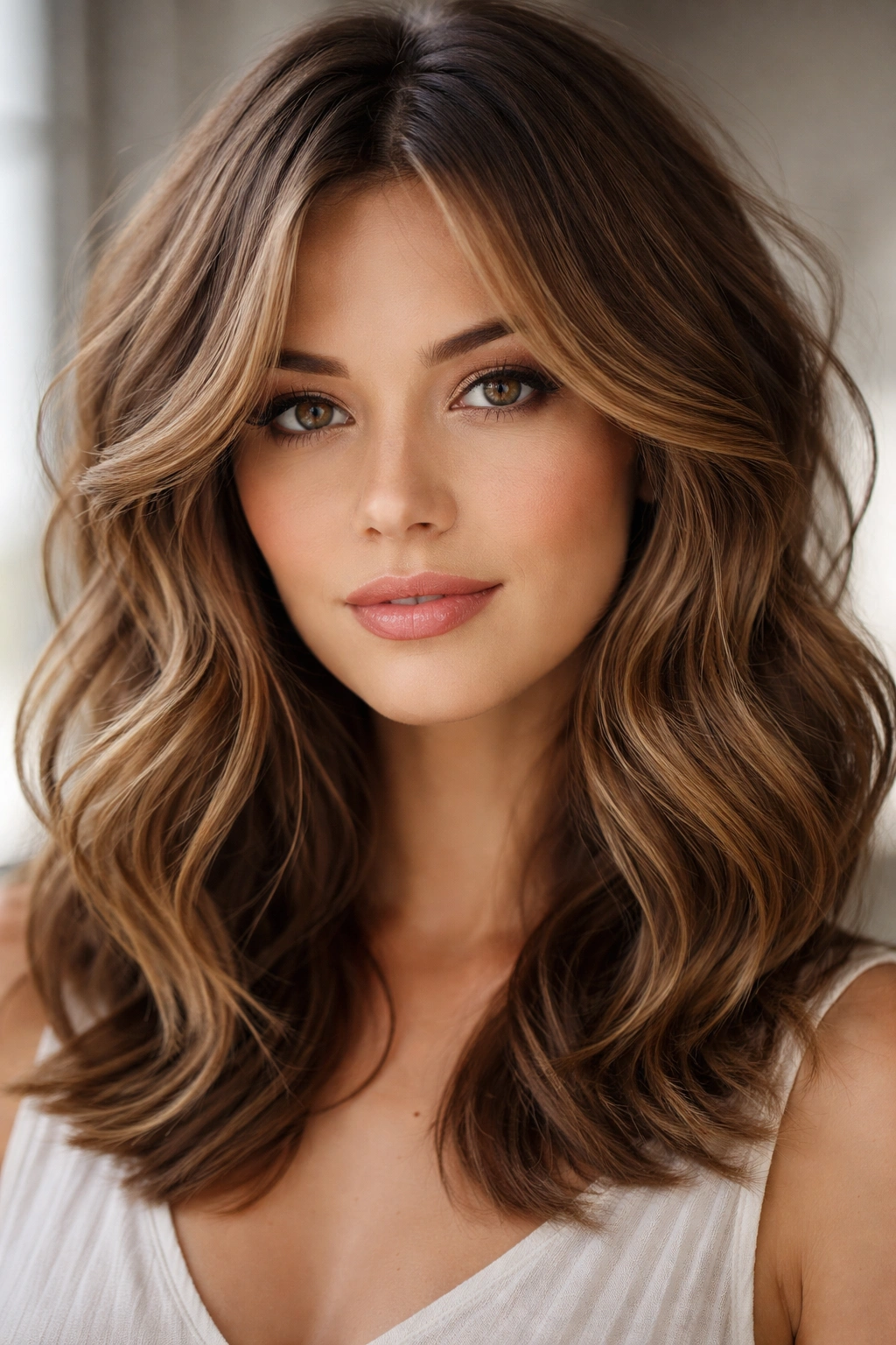 Face-framing waves around the face with soft movement