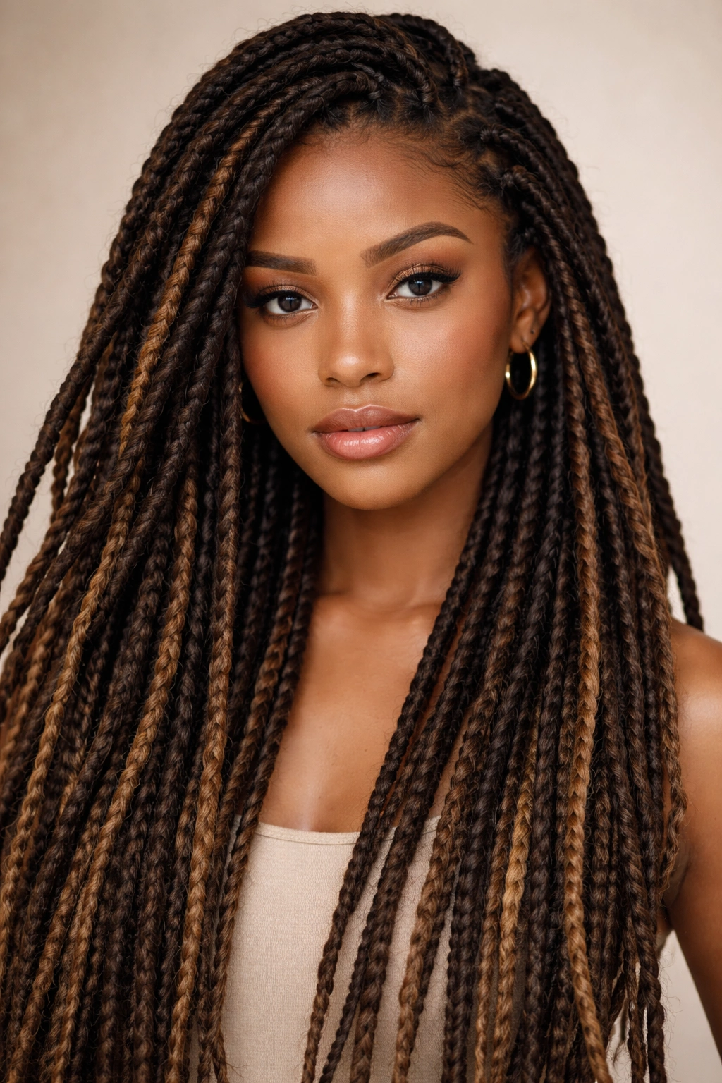 Close-up of rope-like faux locs with bold texture