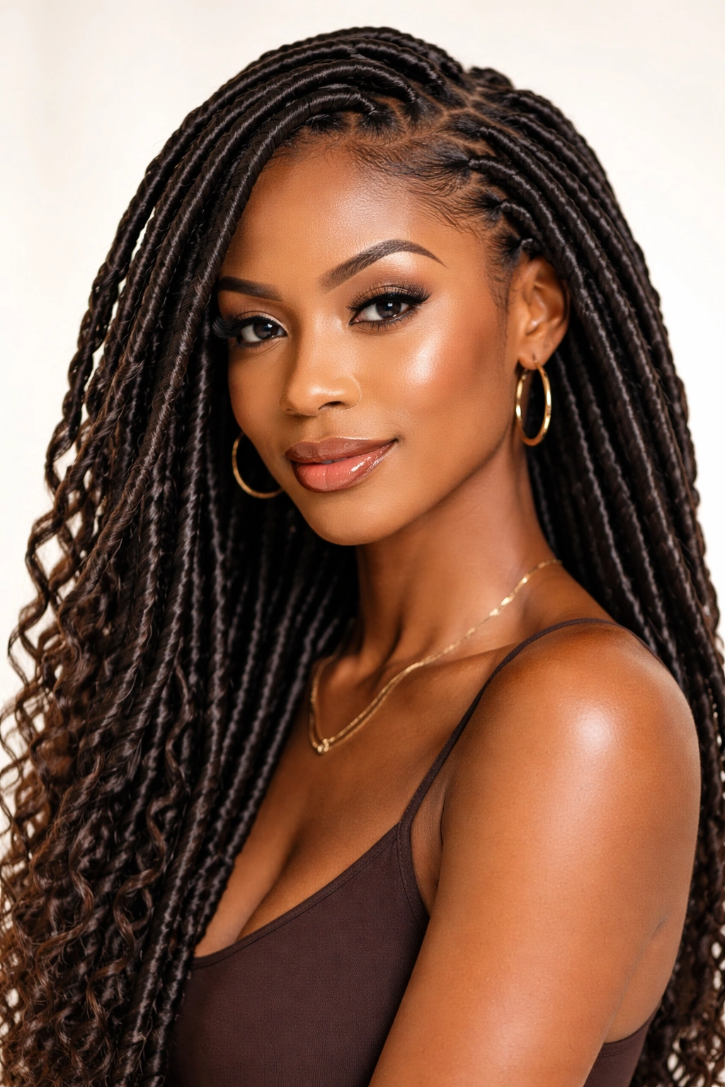 Close-up of sculpted faux locs with clearly defined separated coils