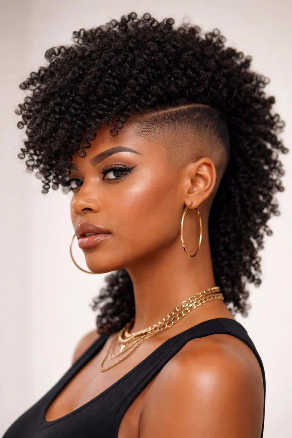 Faux undercut crochet hairstyle with shaved sides and voluminous crochet on top