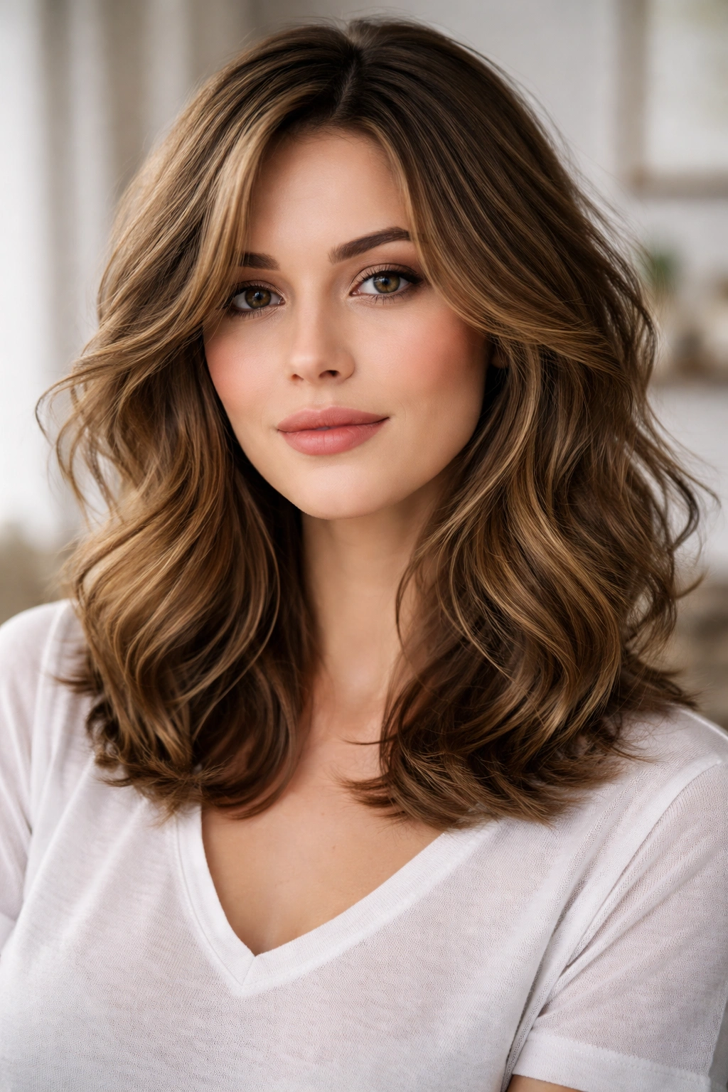 Shoulder-grazing waves with feathered layers creating soft movement