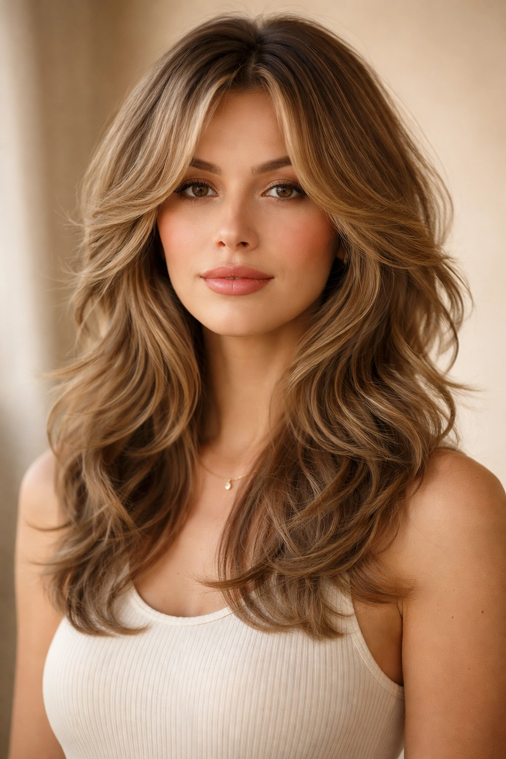 Feathered wavy butterfly cut with seamless layer transitions