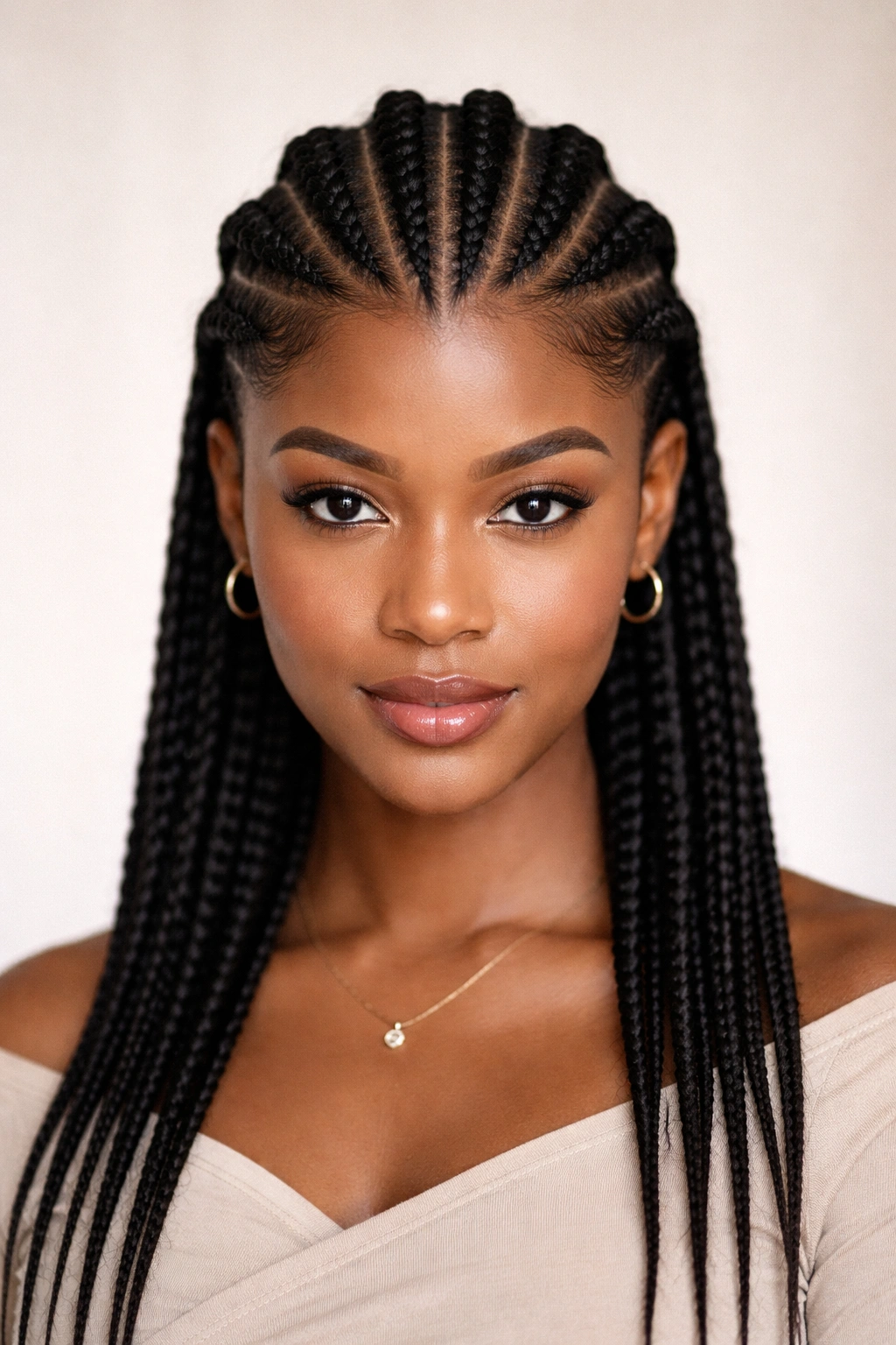 Center-parted flat twists running down the center of the head