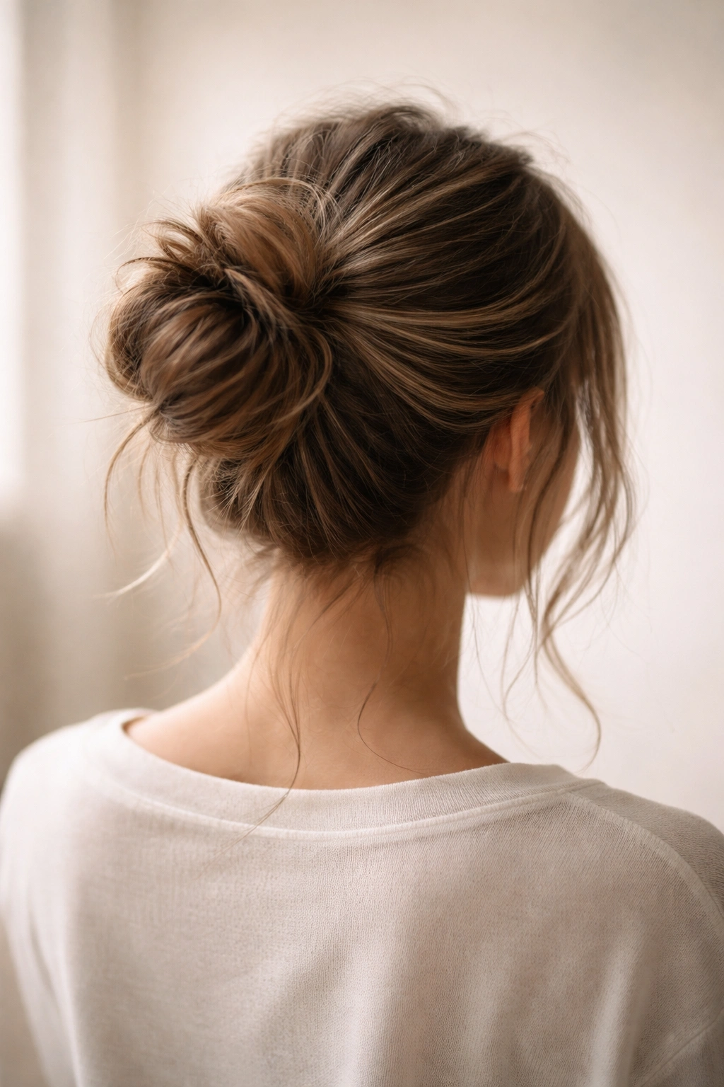 Minimalist bun silhouette against a soft gradient