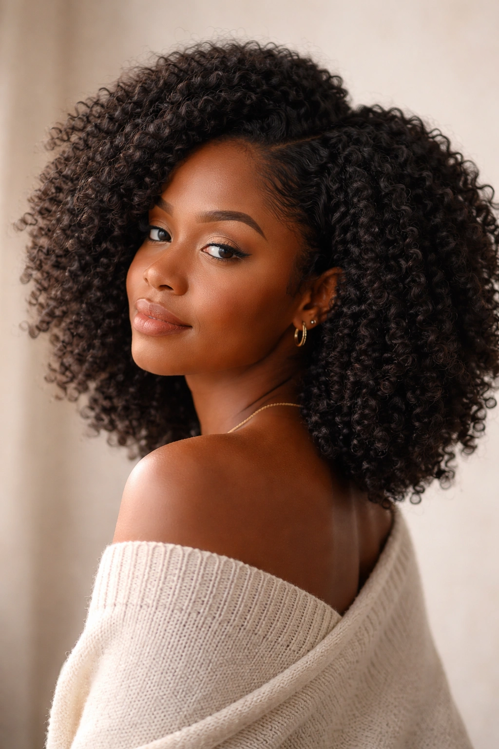 Serene portrait with crochet protective hairstyle reflecting final thoughts