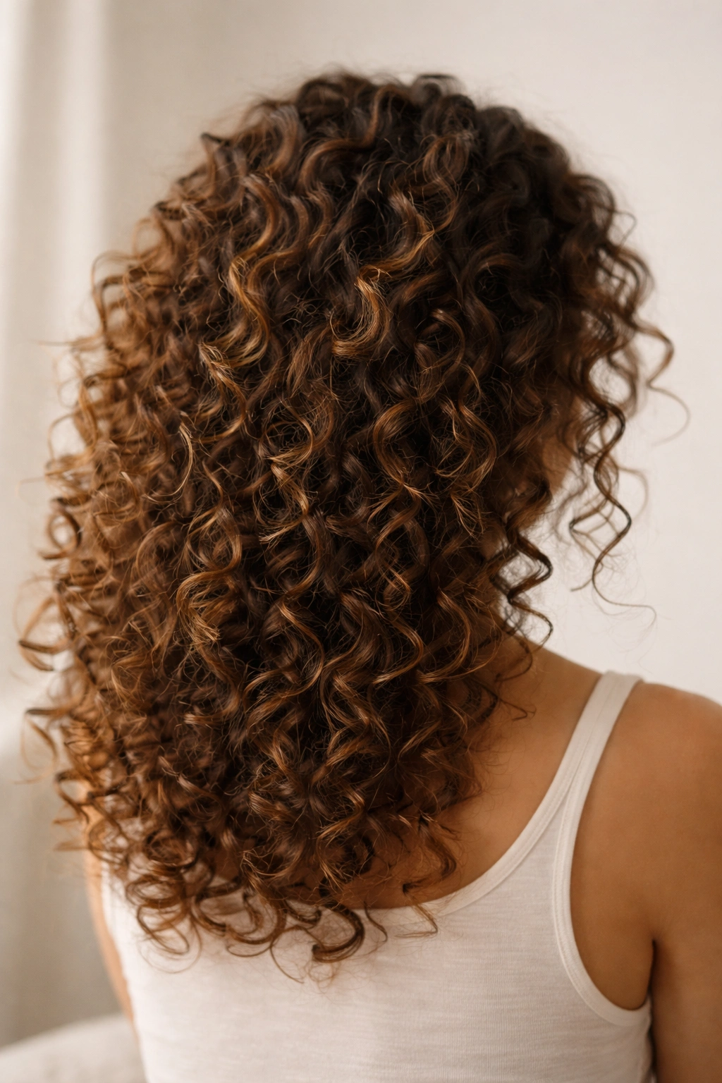 Minimalist portrait of curly hair with no accessories