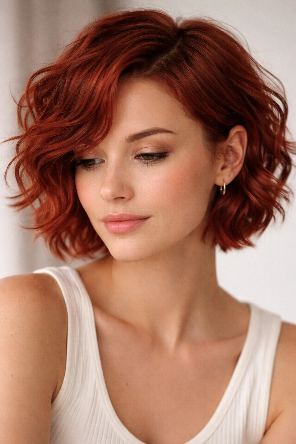 Contemplative portrait of a person with short red wavy hair, representing final thoughts