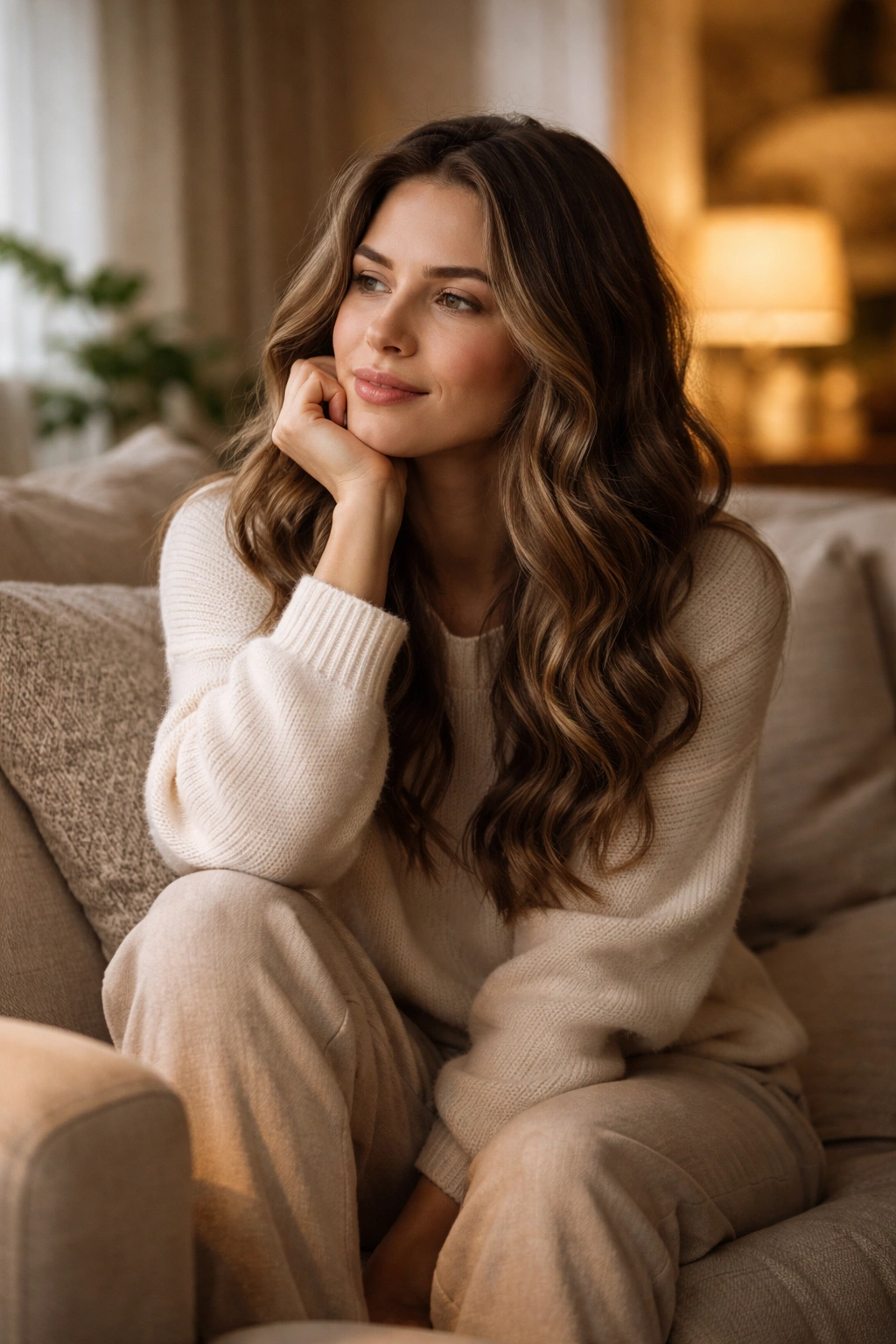 Person thoughtfully reflecting on heat-free waves in a cozy room