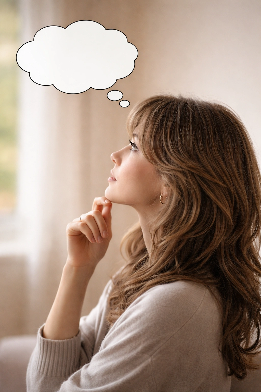 Side profile silhouette with empty thought bubble representing final thoughts