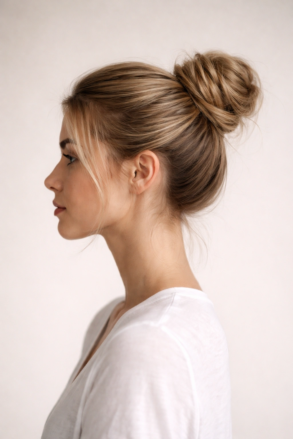 Minimalist profile silhouette with a bun