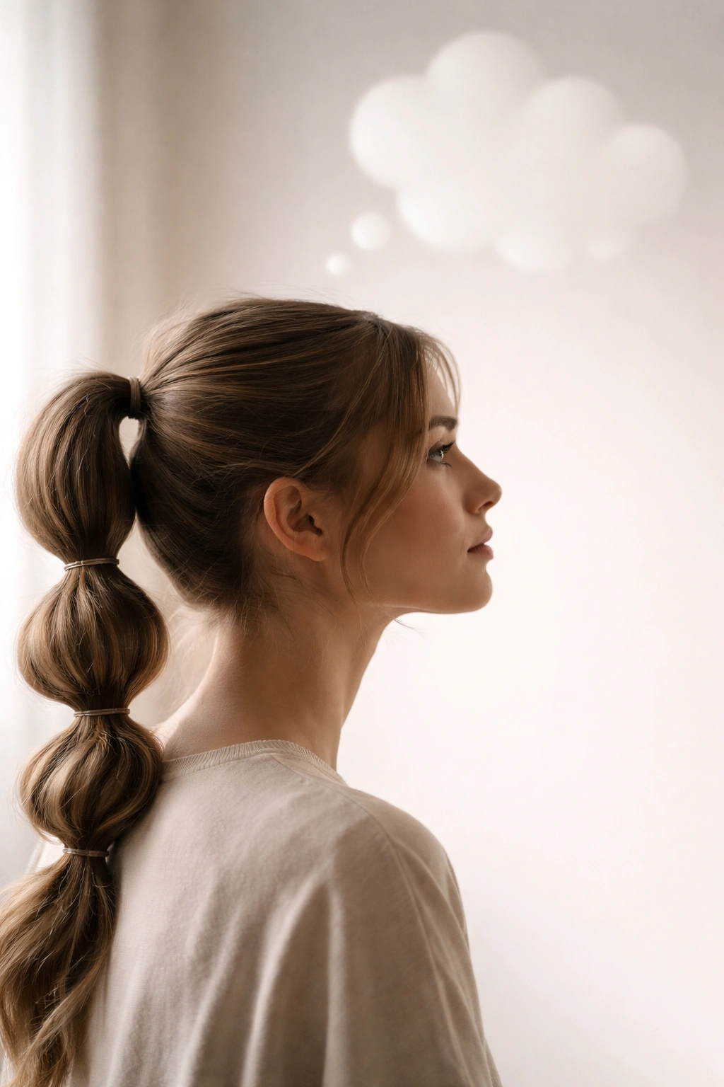 Profile silhouette of a person with an abstract rounded thought bubble, representing final thoughts