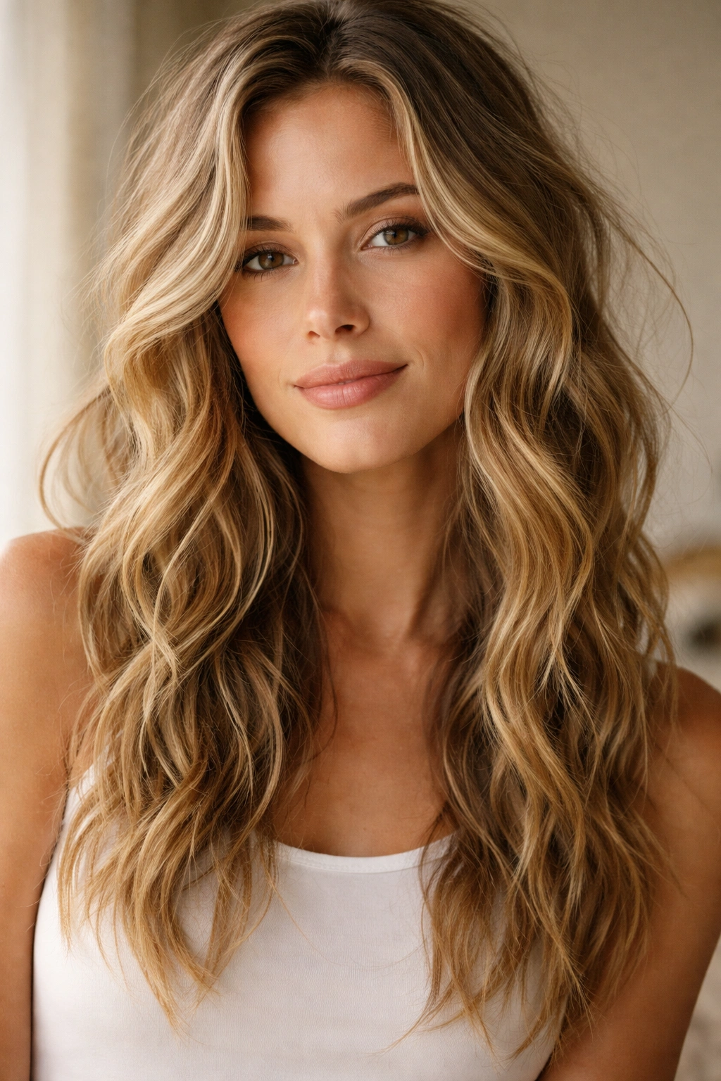 Portrait of effortless beachy waves in natural light