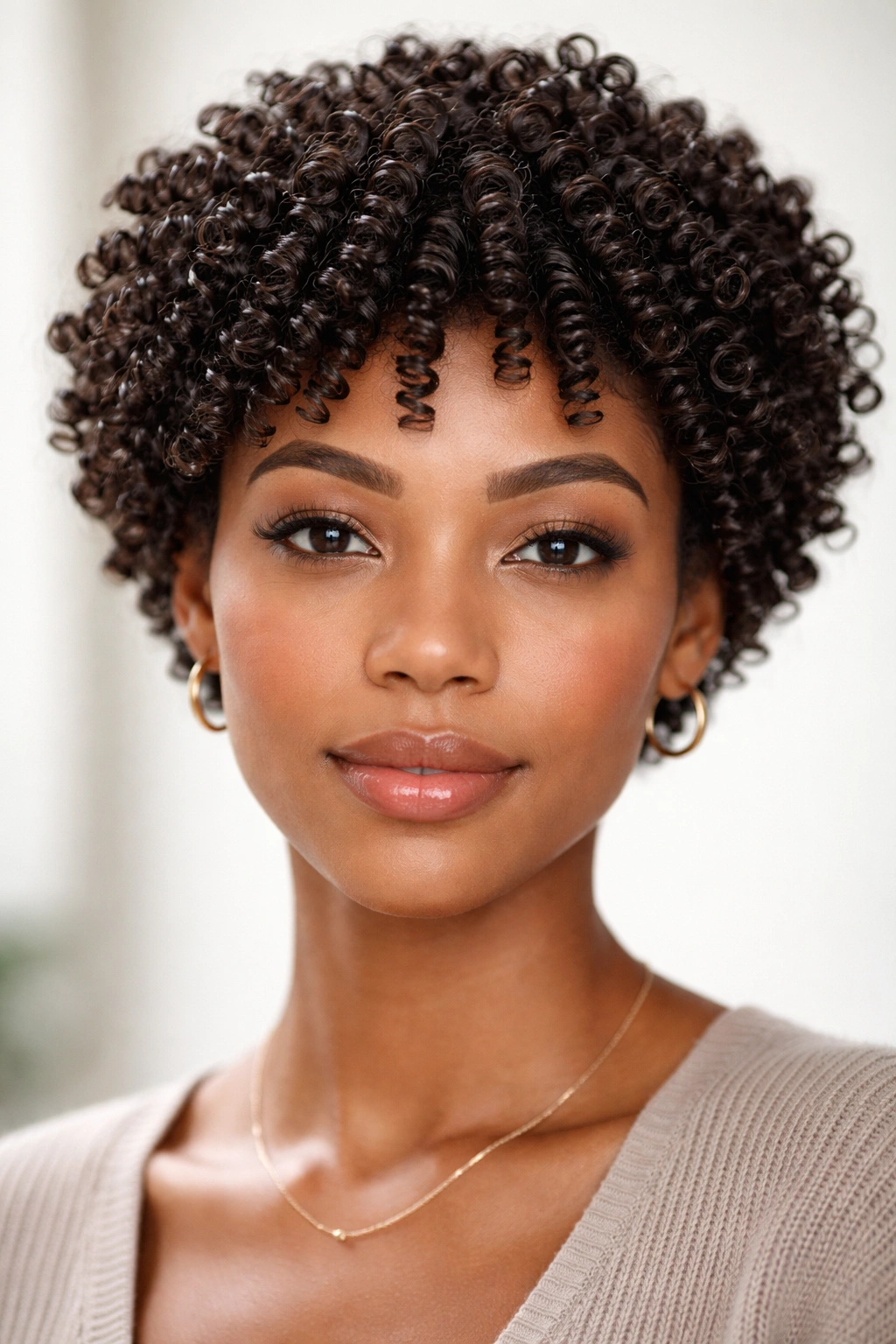 Close-up of a person with distinct finger-coiled spirals.