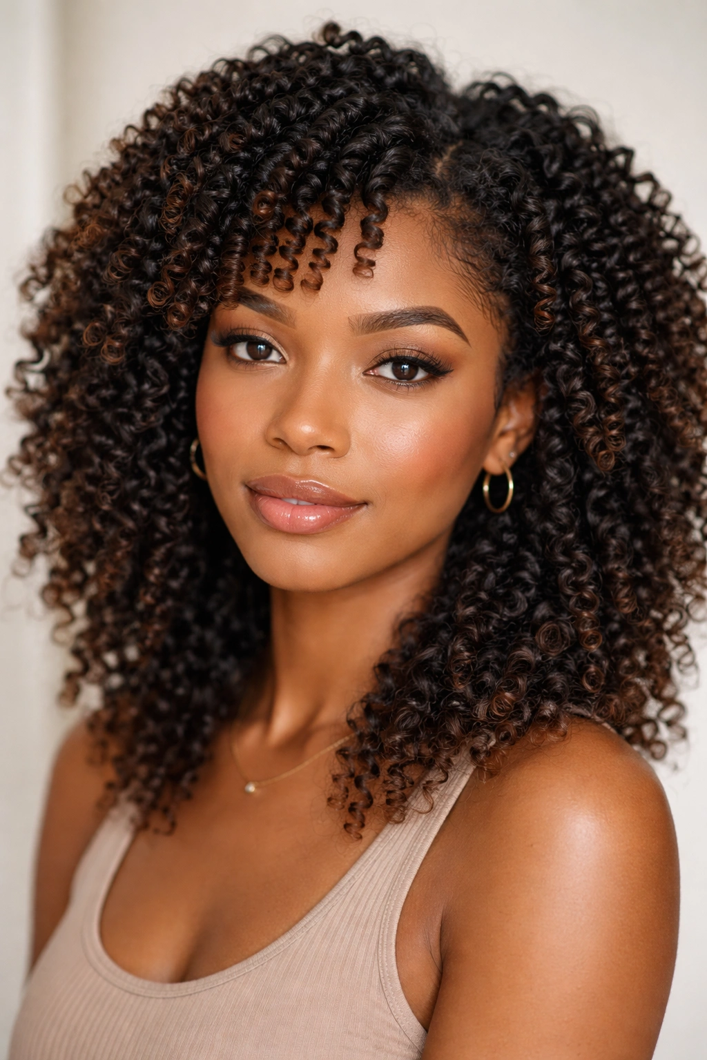 Close-up of crown with ultra-defined finger coils and twist-out waves