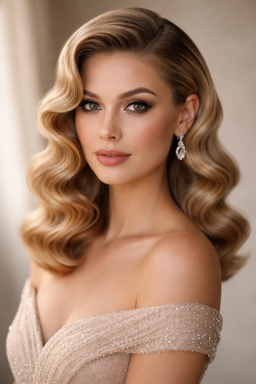 Finger waves with vintage twist, precise S-shaped pattern on hair