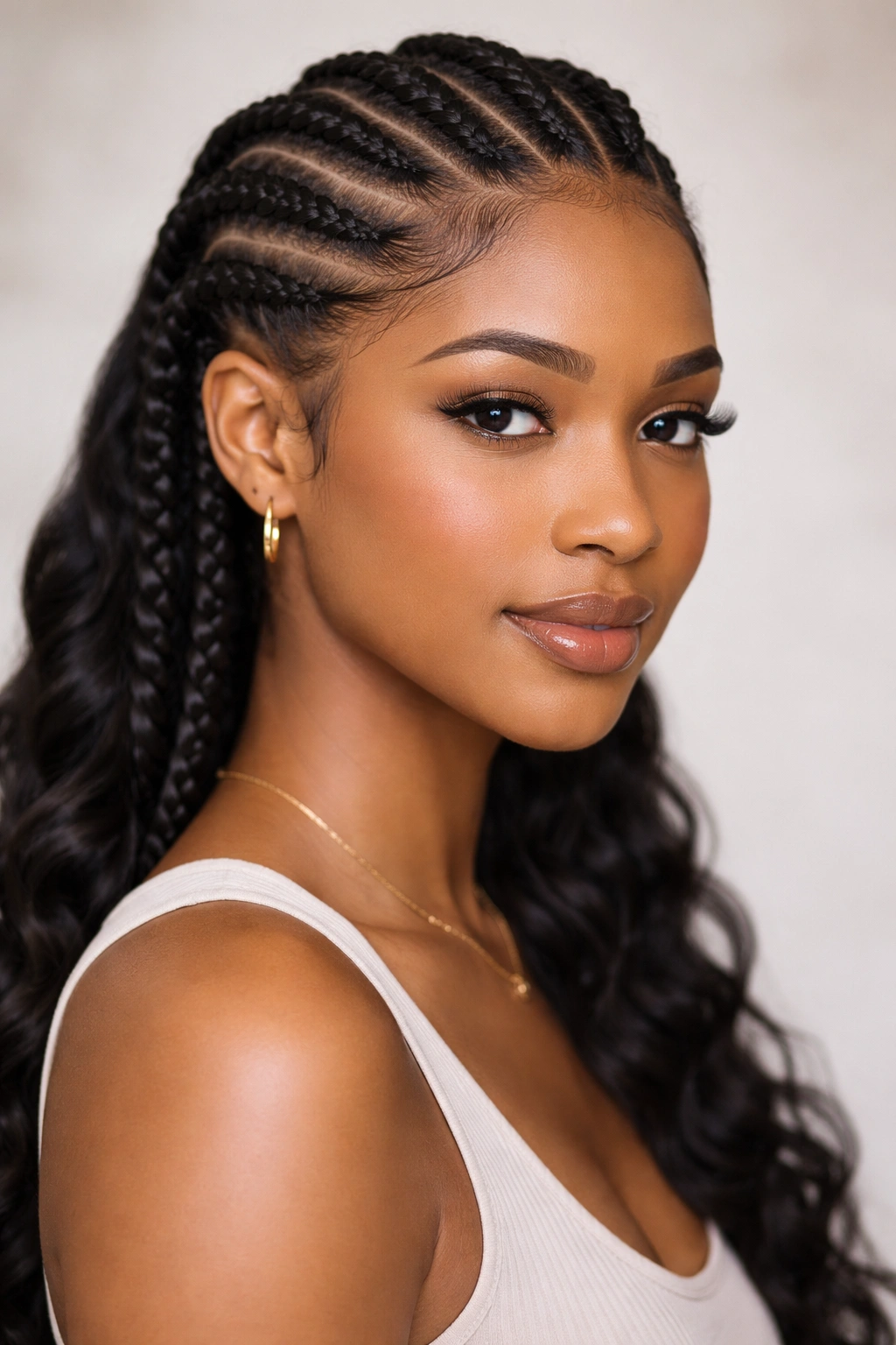 Close-up of two-strand flat twists along the scalp