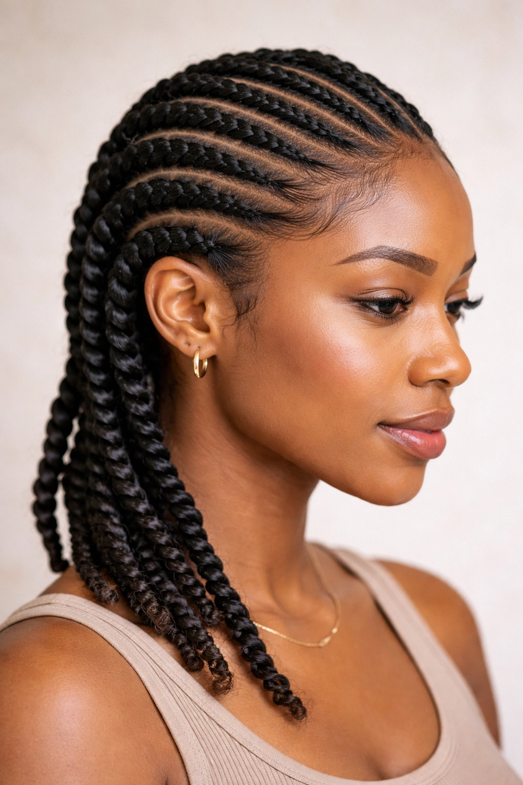 Flat twists close to scalp on natural hair