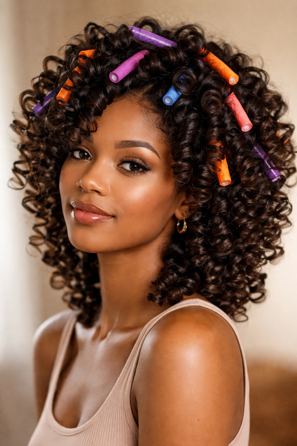 Head full of bouncy curls from a flexi rod set