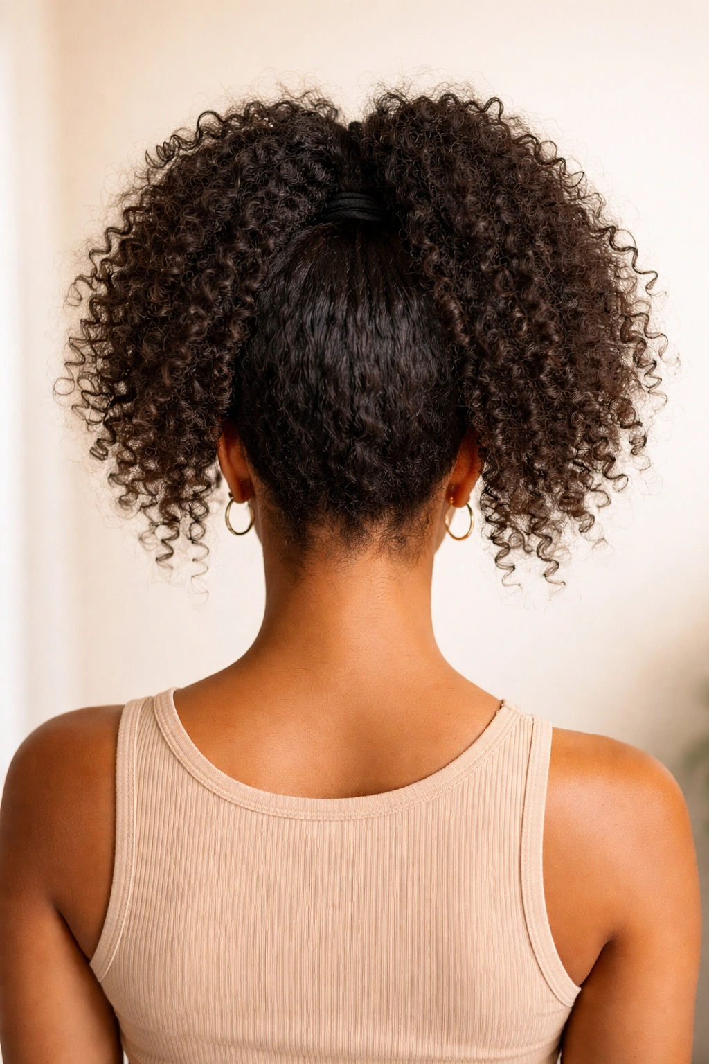 Fluffy middle ponytail with voluminous textured hair