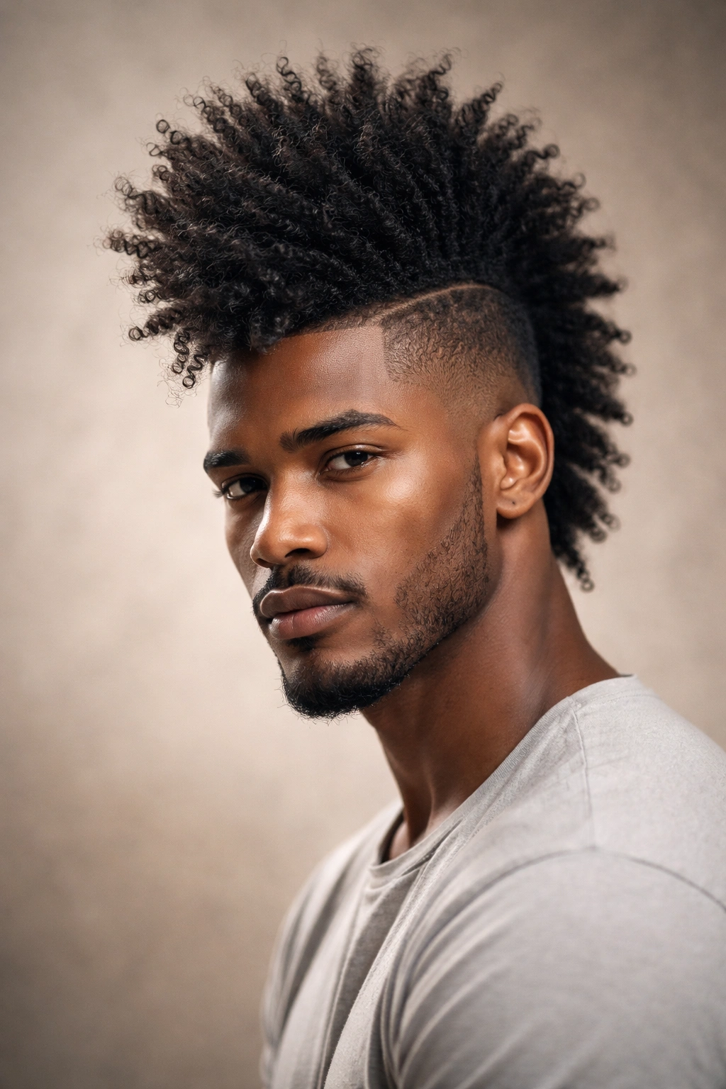 Fro Hawk hairstyle with a tall center crown and tapered sides