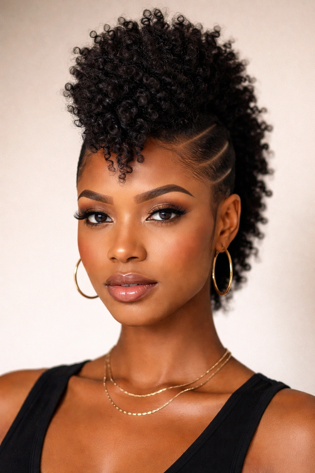 Portrait of a person with a frohawk and sculpted sides