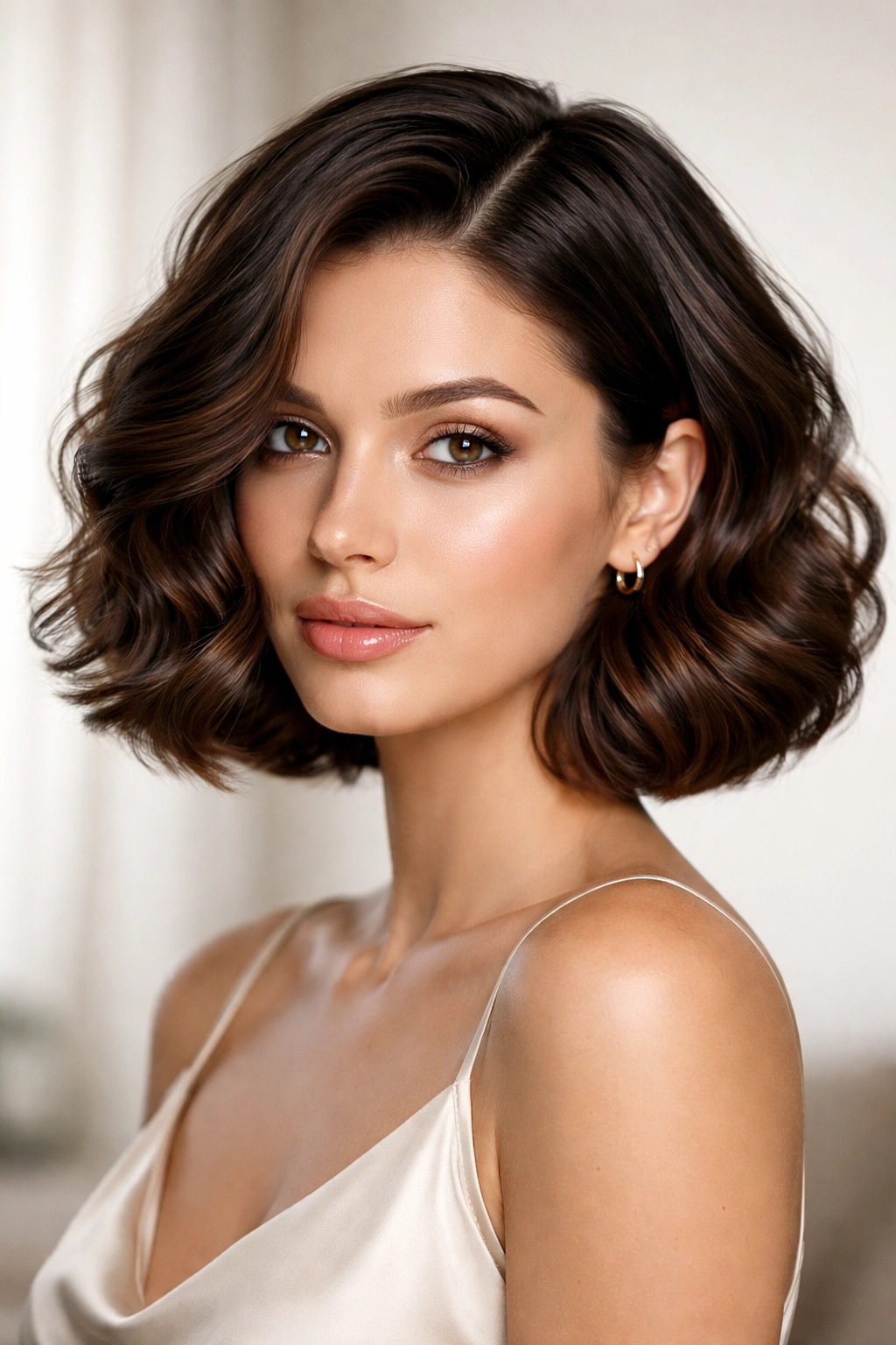 Glossy Bouncy Wavy Bob with defined waves and high shine