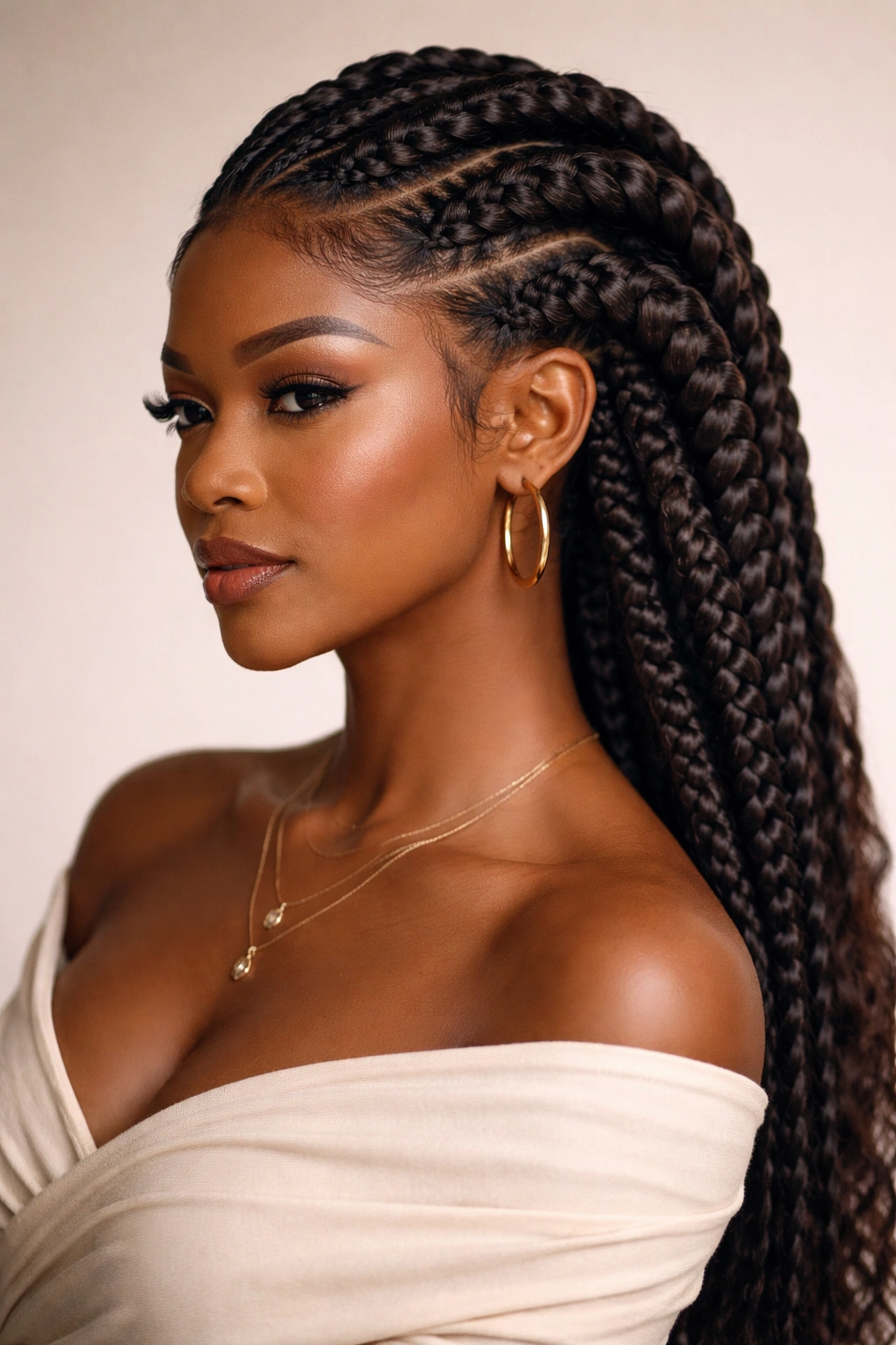 Goddess braids crown styling with oversized braids