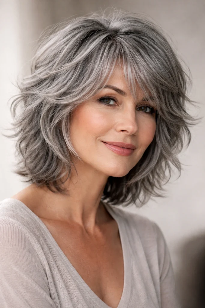 9 Short Wavy Hairstyles in Gray