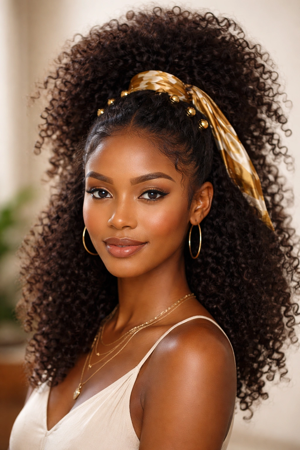 Half-up hairstyle with decorative hair accessories