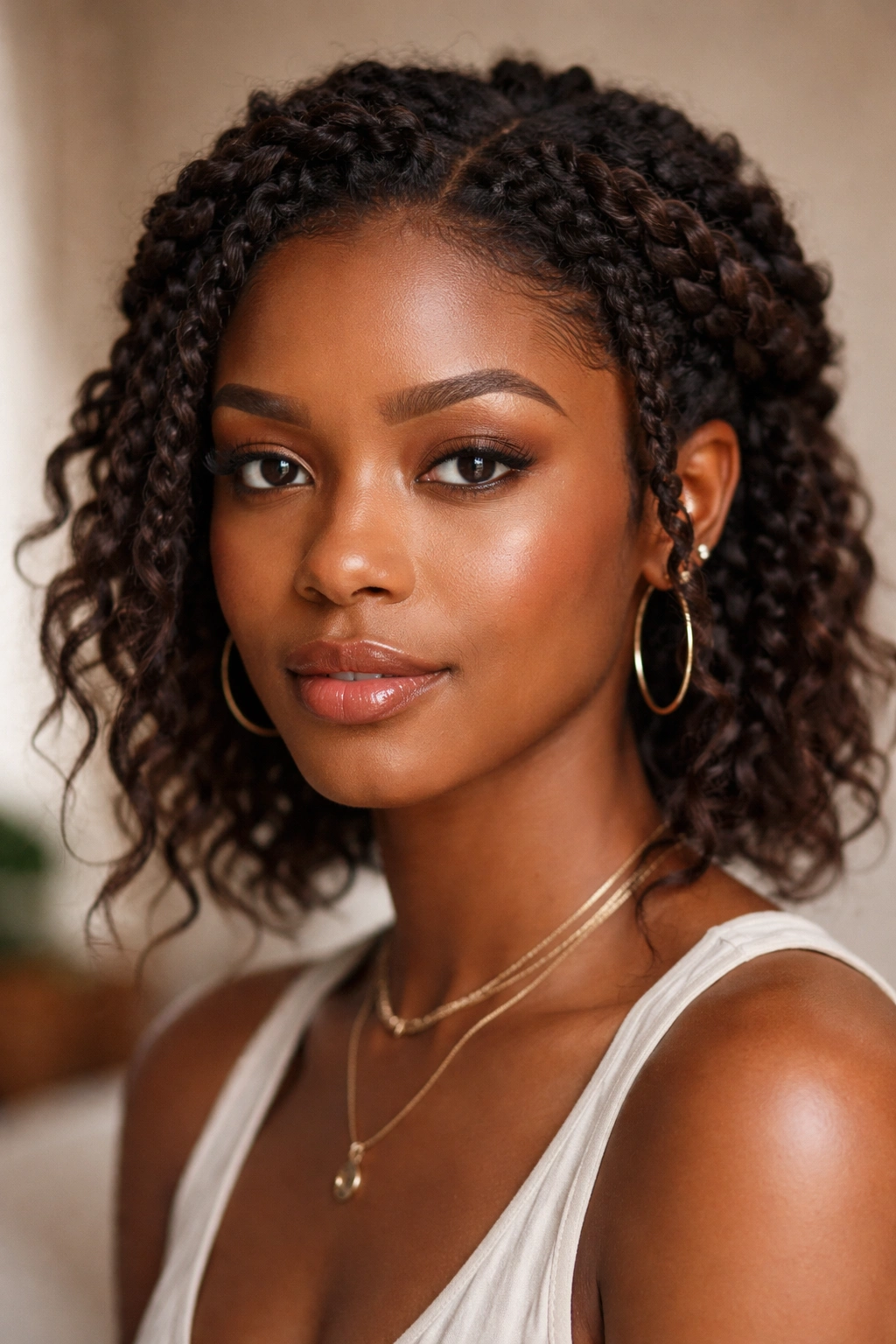 Halo boho twists framing the face on short Afro hair