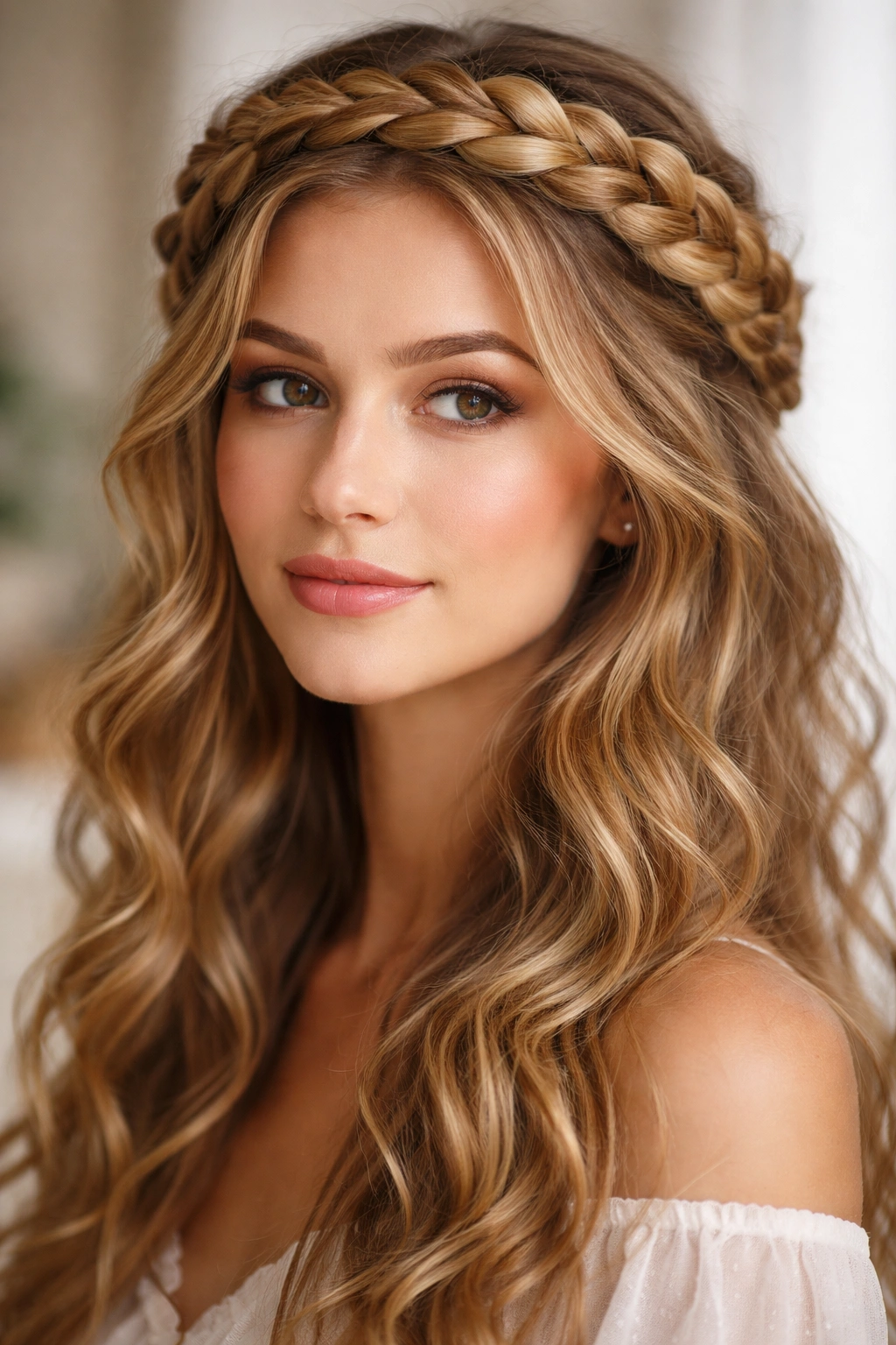 Halo braid around the head with waves showing.