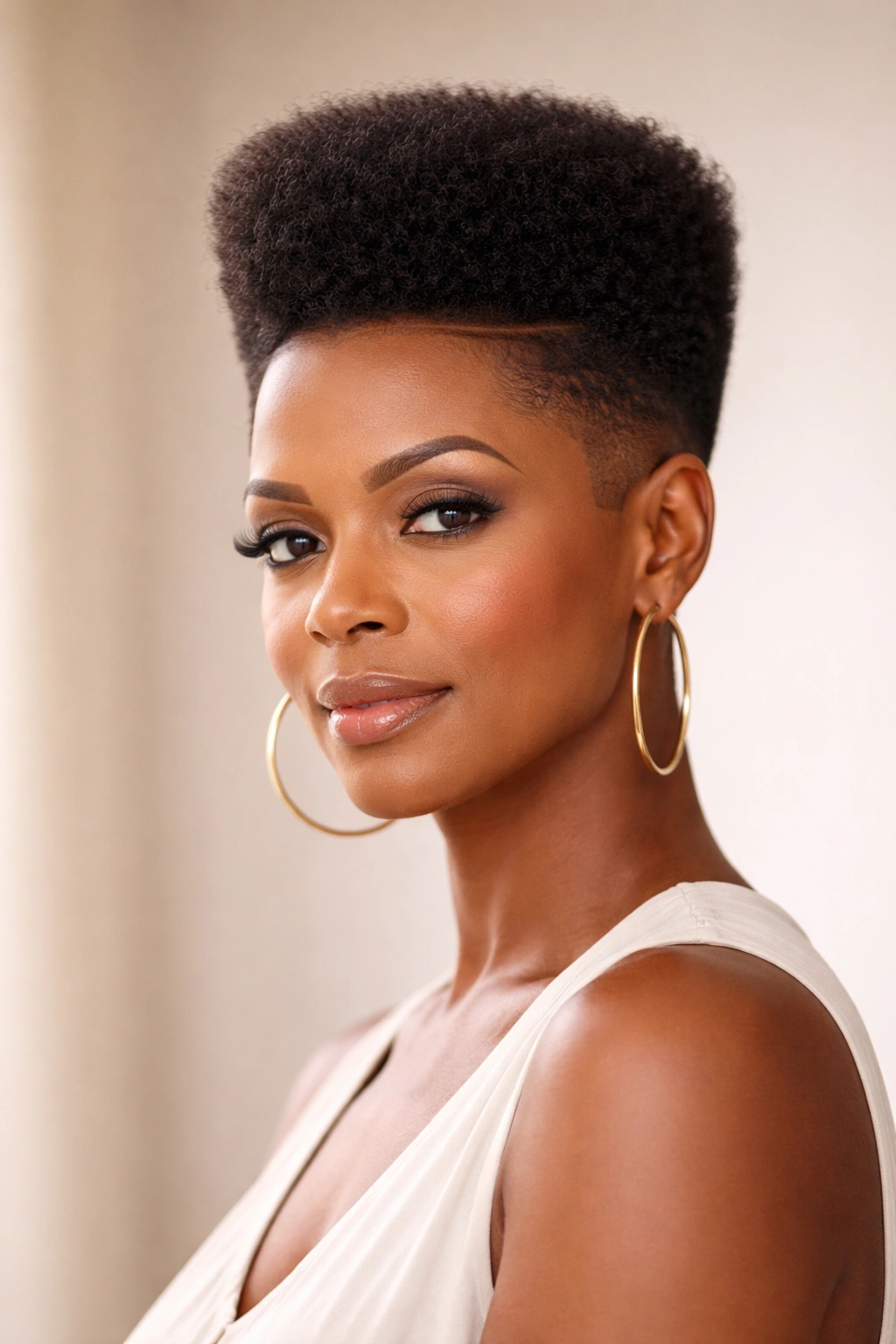 Head-and-shoulders portrait of high-top afro with precise edges