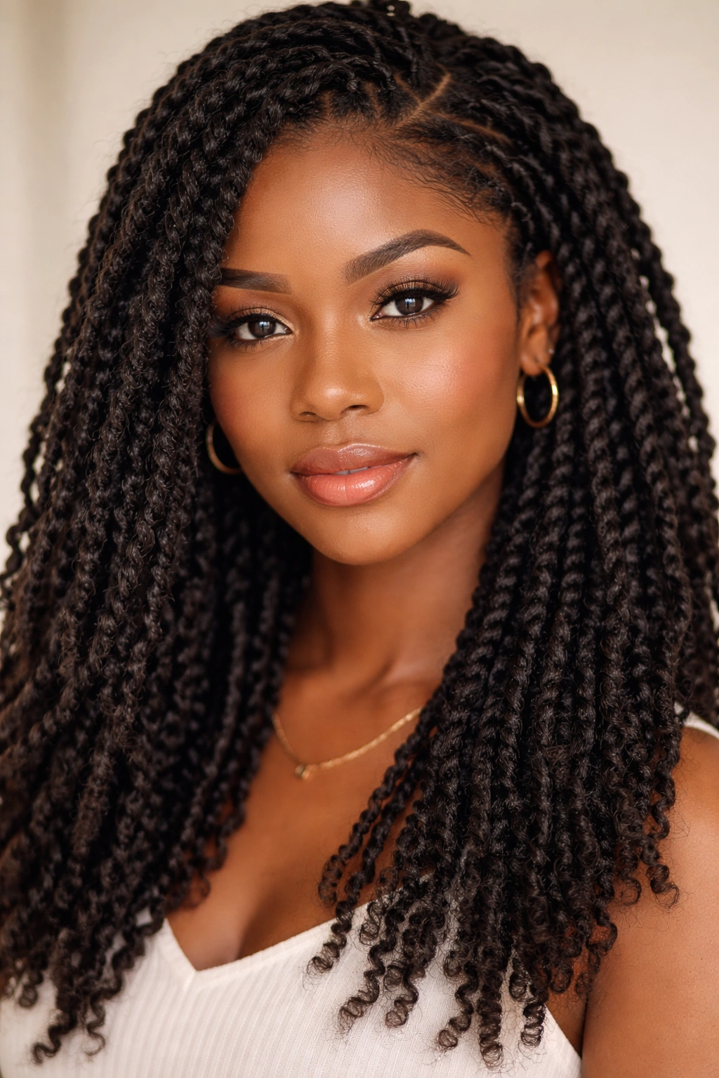 Kinky twists blending with natural hair for a seamless look
