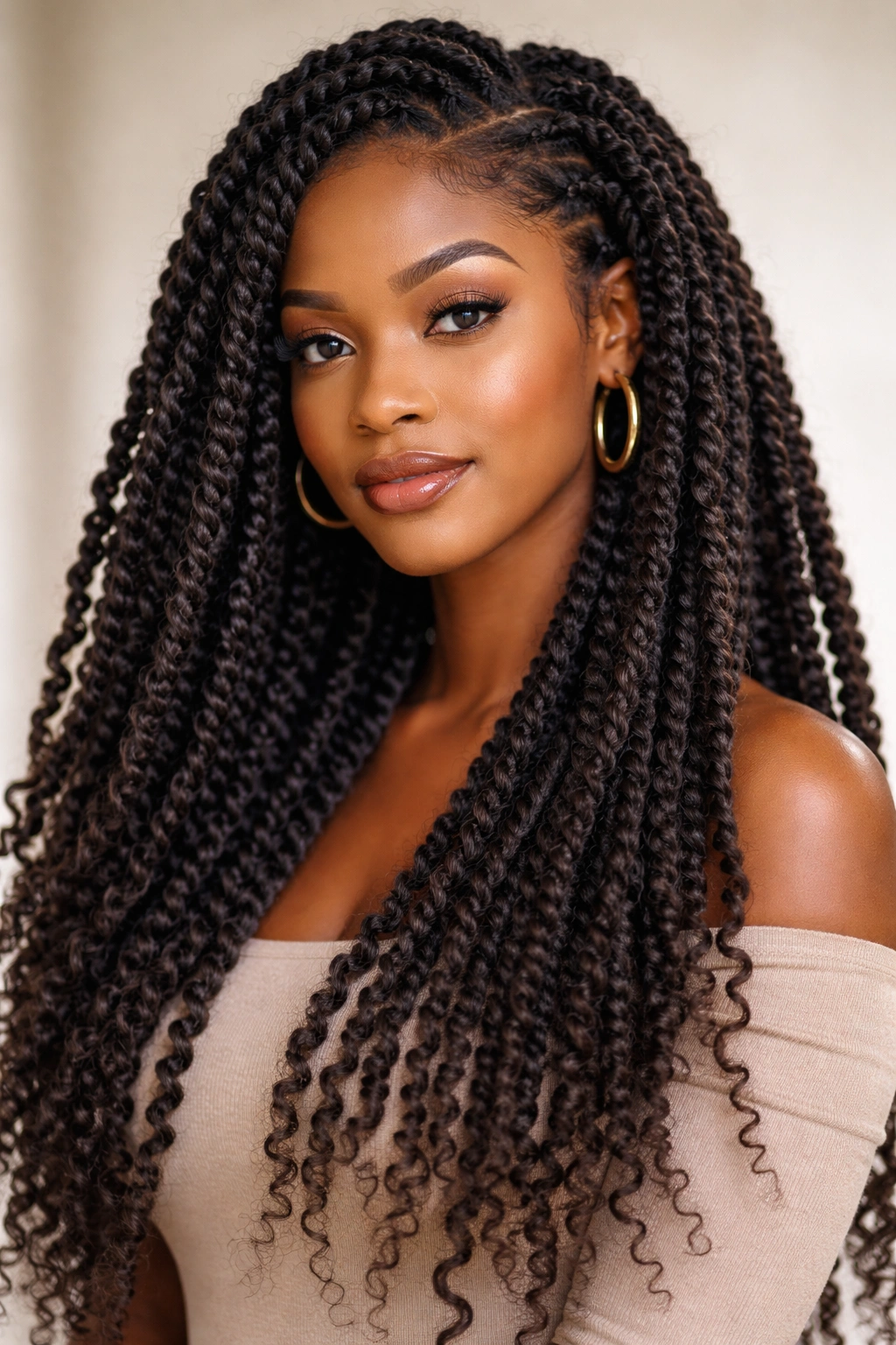Close-up of kinky twists showing built-in texture along the length