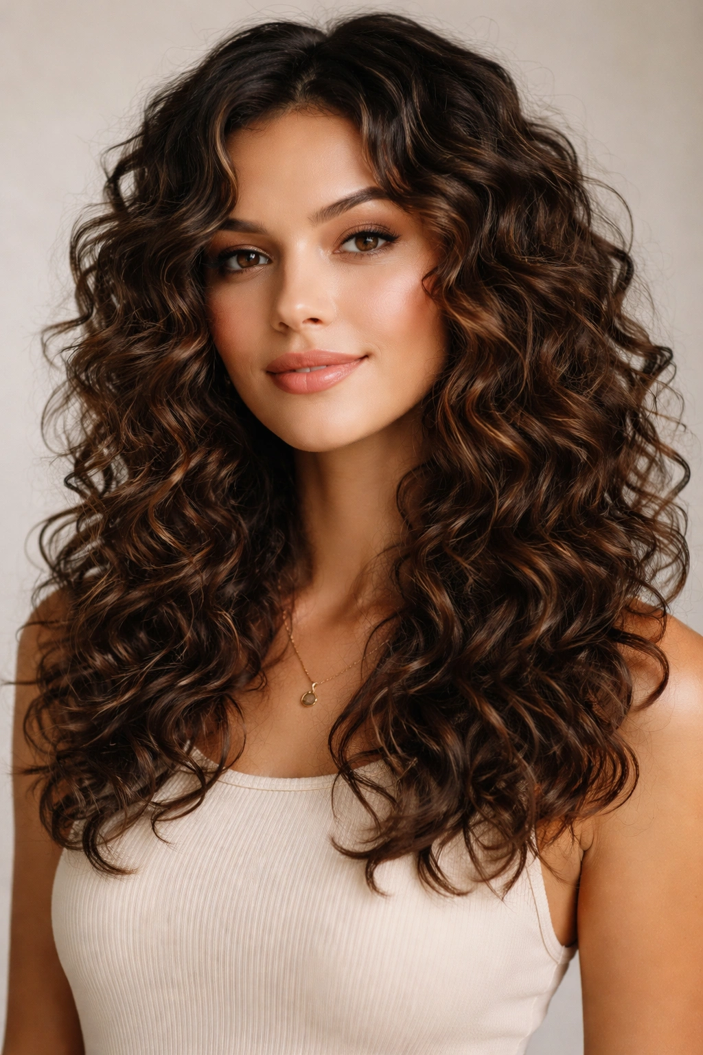 Layered cascading curls with varied heights and depth
