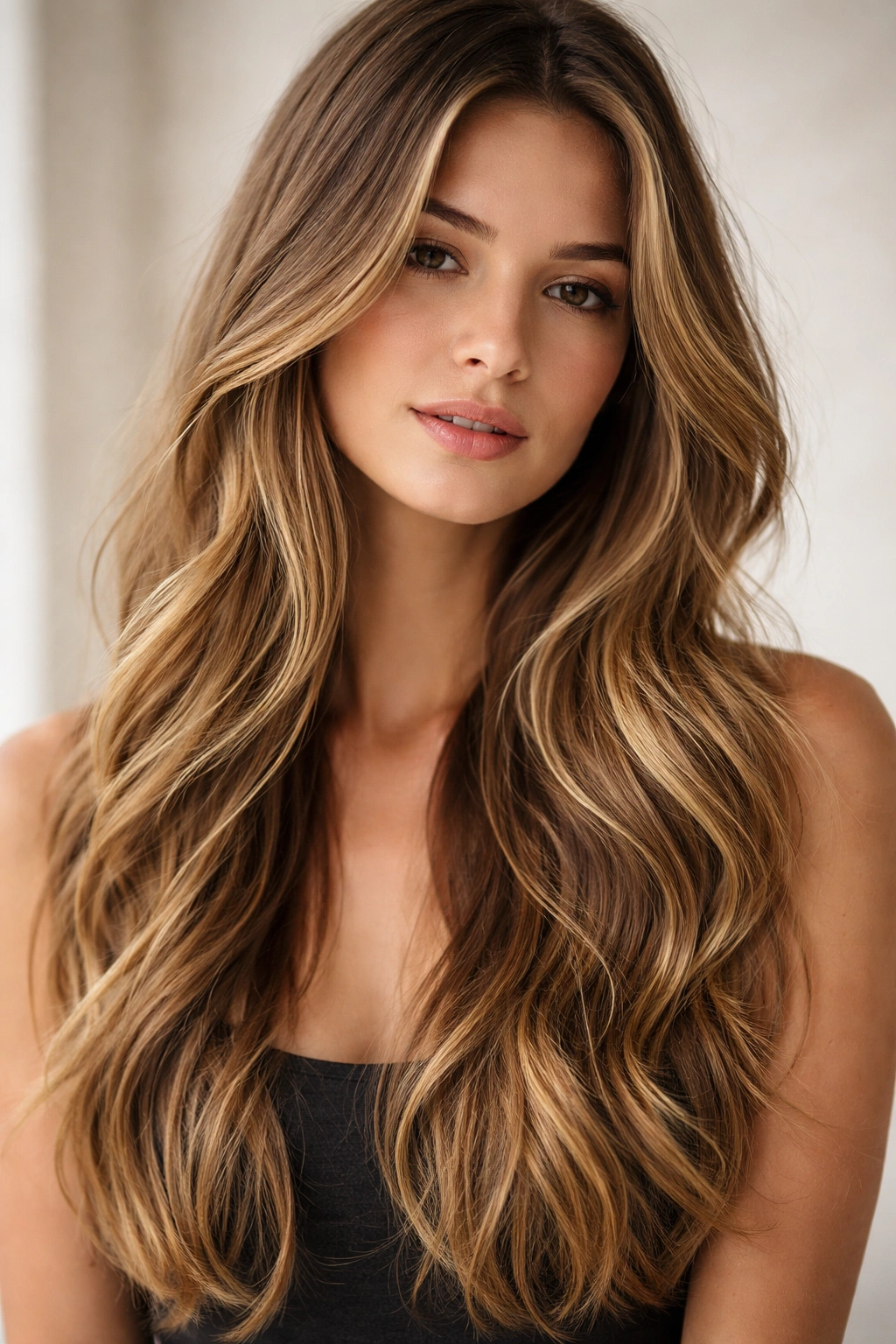Close-up of hair with barely-there micro-layers and soft waves