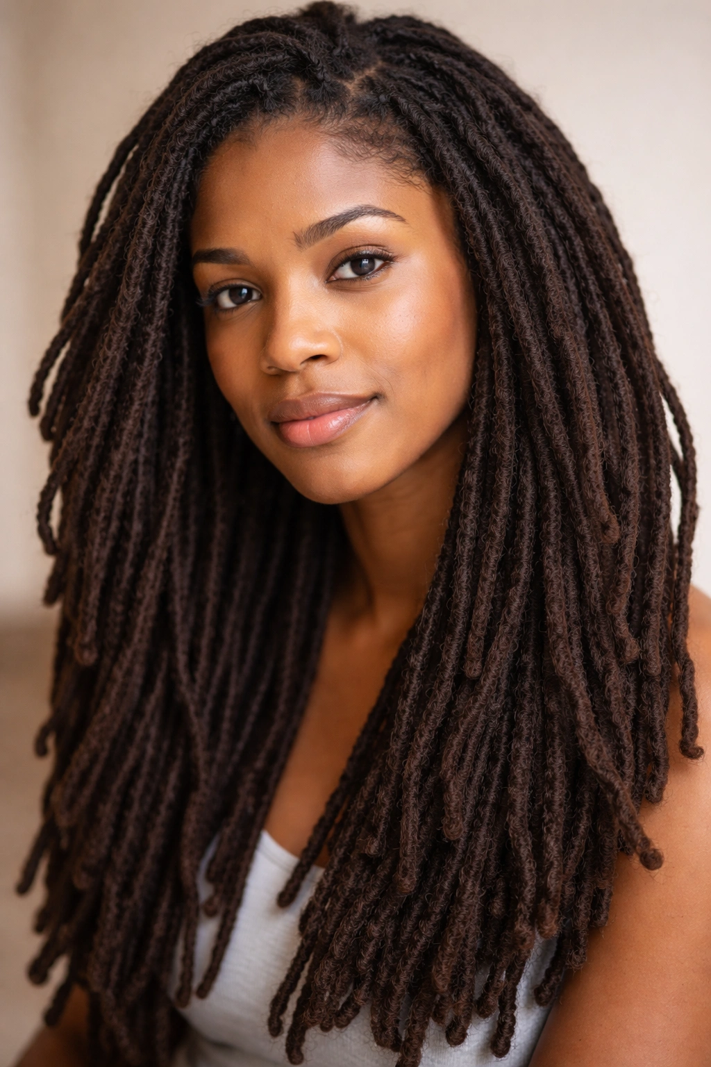 Mature locs hairstyle showing length and texture