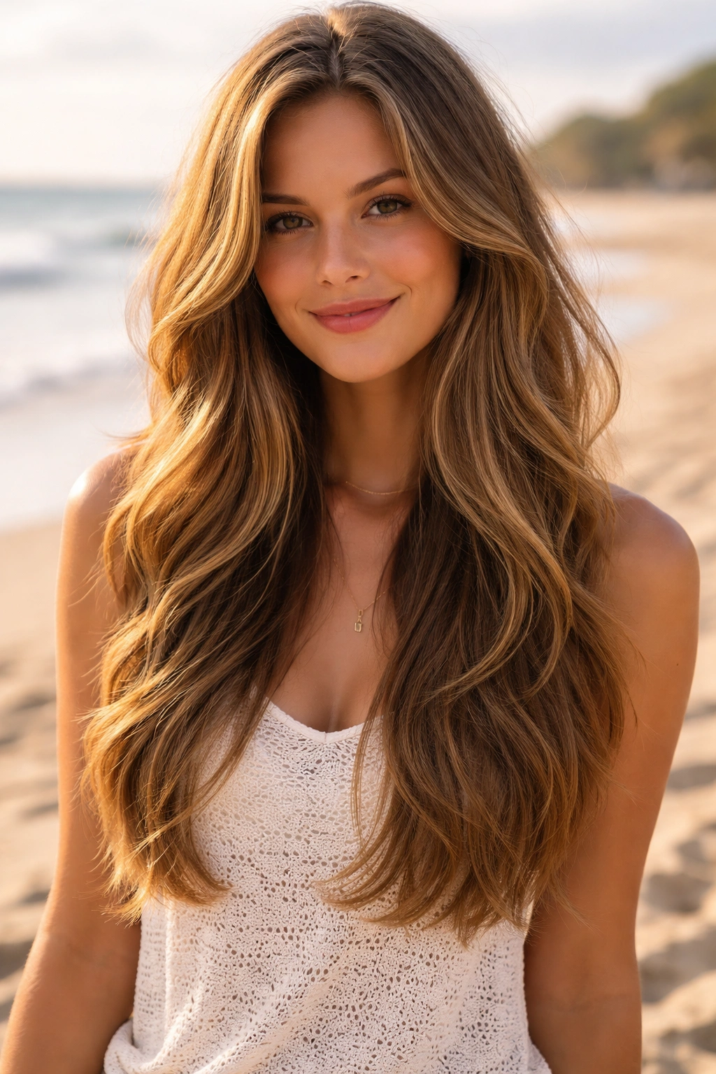 Long hair with very subtle graduated layers, front longer frame
