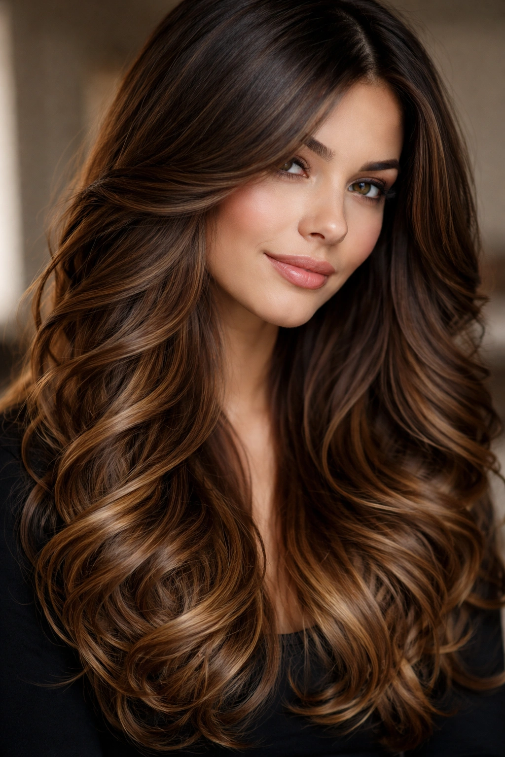 Long hair showing smooth top layer and textured underlayer curls