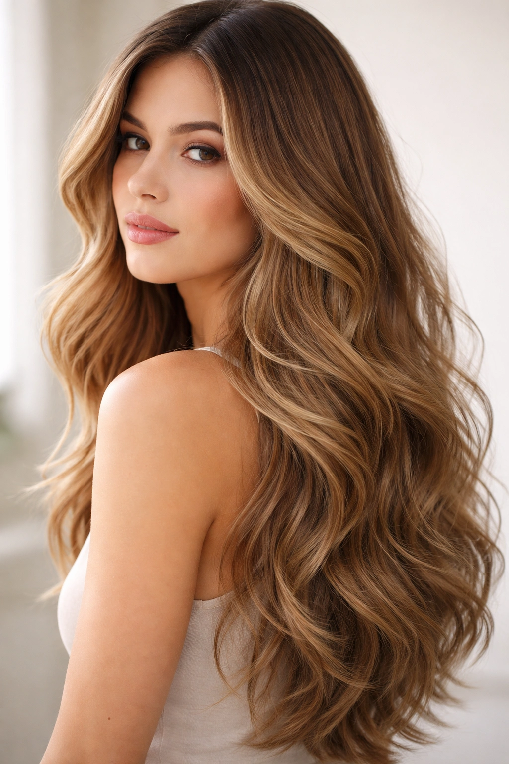 Long waves with feathered ends creating soft movement