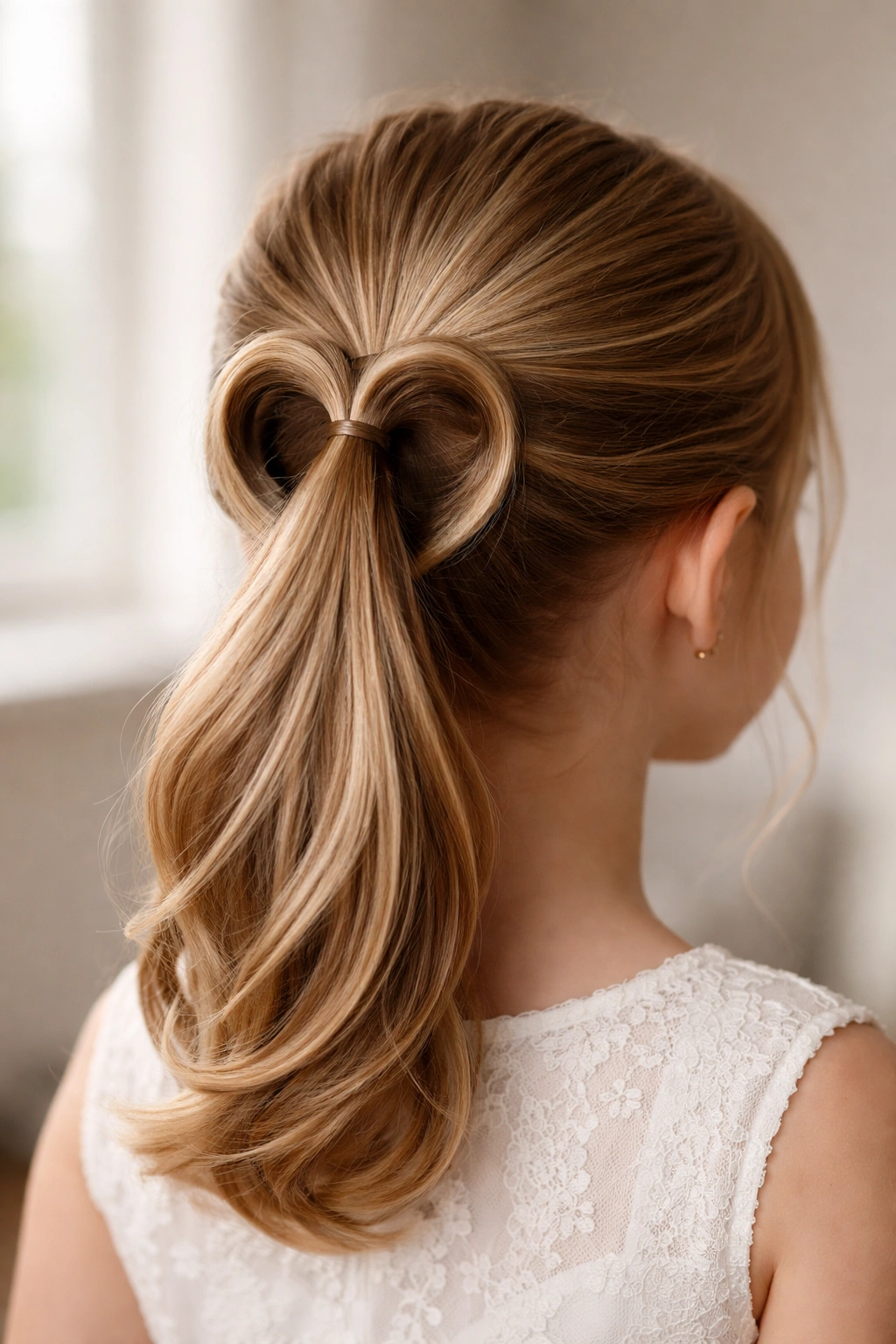 Looped ponytail folded into a loop at the base