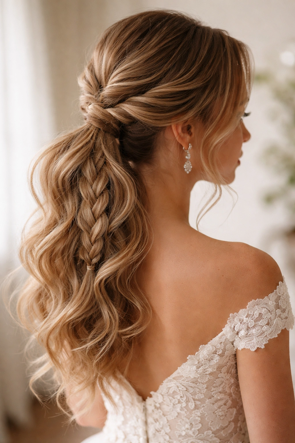 Romantic loose braid ponytail with soft texture