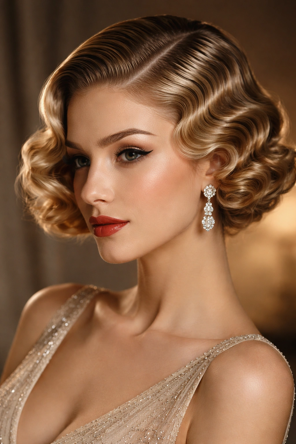 Close-up of Marcelle waves with precise S-shape