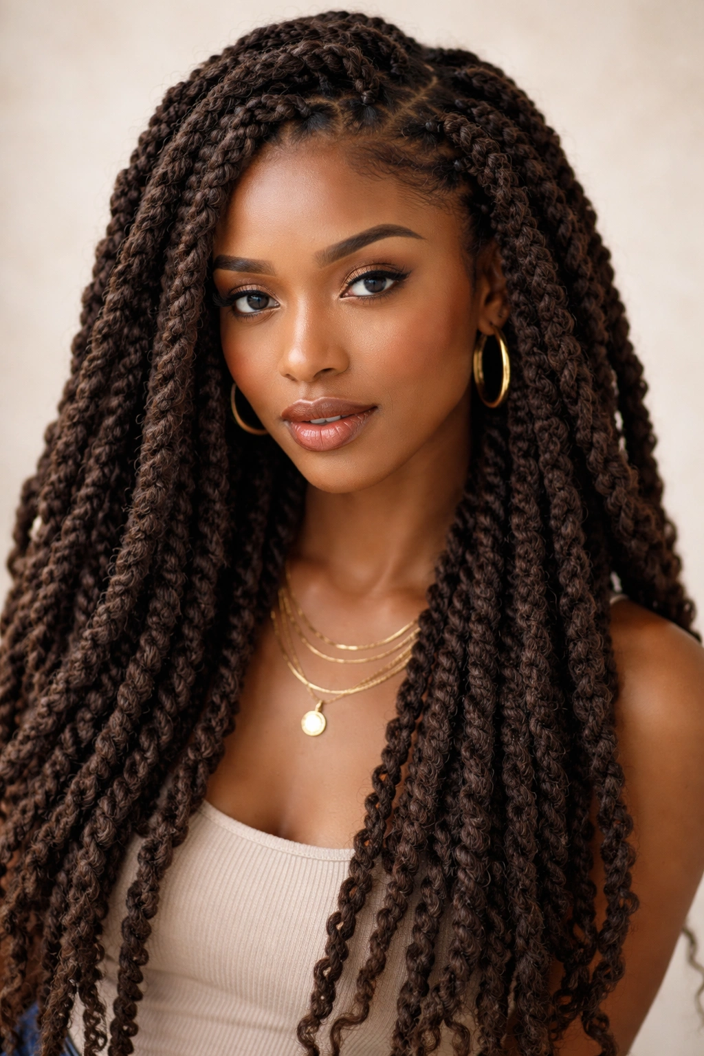 Close-up of Marley twists with thick textured strands